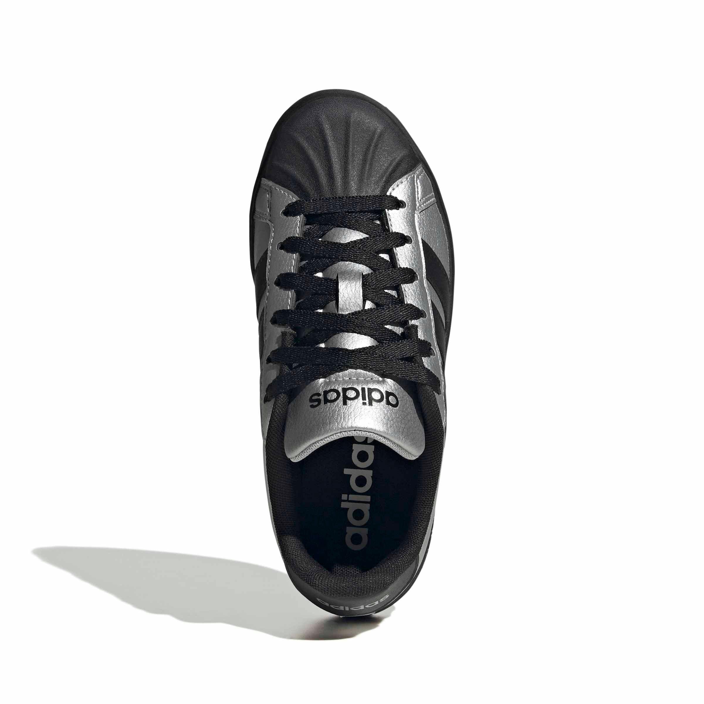 adidas Streettalk "Silver Metallic/Core Black/Silver Metallic" Grade School Girls' Shoe - SILVER/BLACK/SILVER