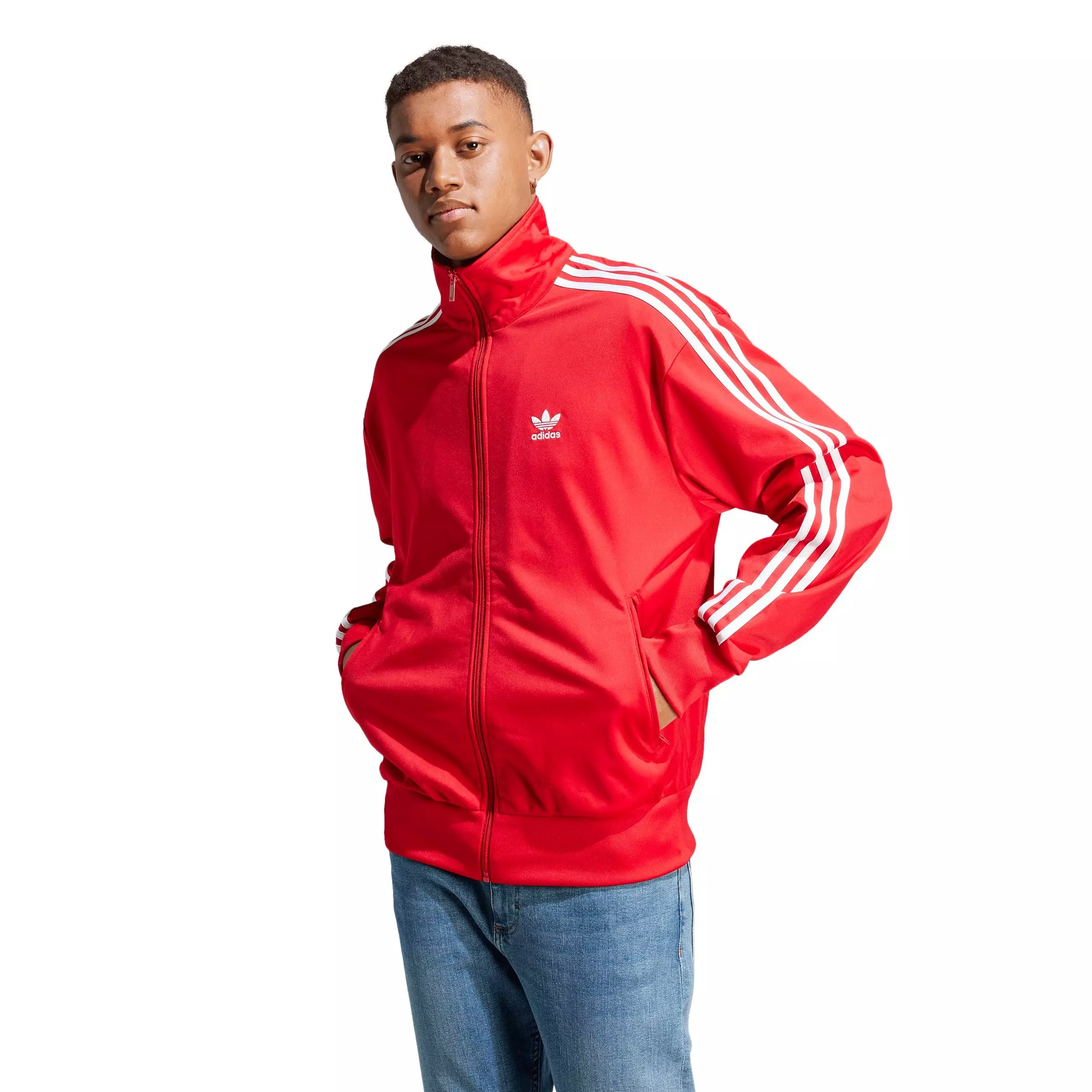 adidas Originals Men's Adicolor Classics Firebird Tracktop- Red - RED