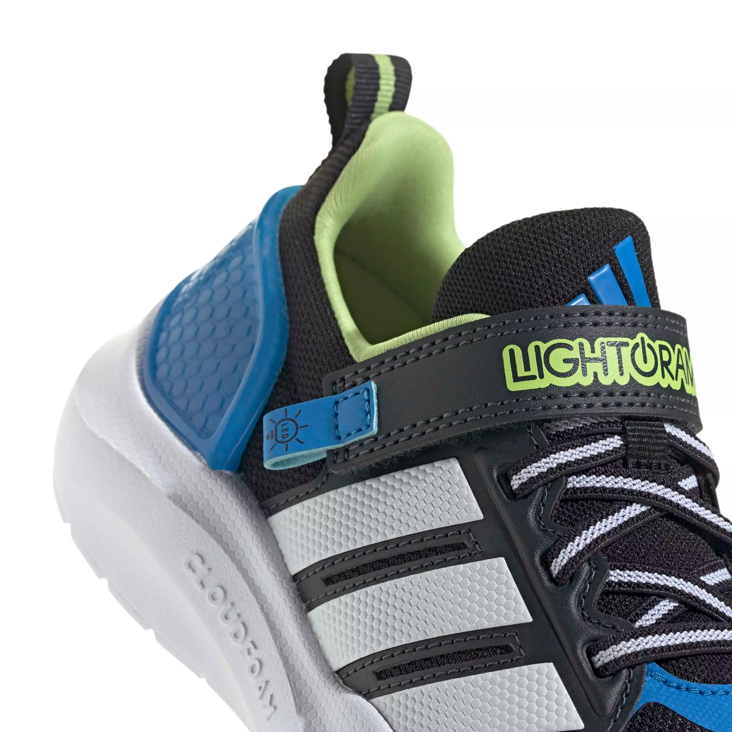 adidas Lightorama Runner "Core Black/Ftwr White/Lucid Ray Blue" Preschool Boys' Shoe - BLACK/WHITE/BLUE