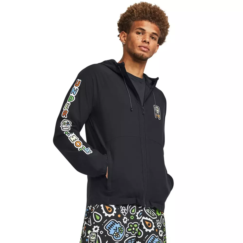 Under Armour Men's Stretch Woven Day Of The Dead Windbreaker -Black/Grey - BLACK/GREY