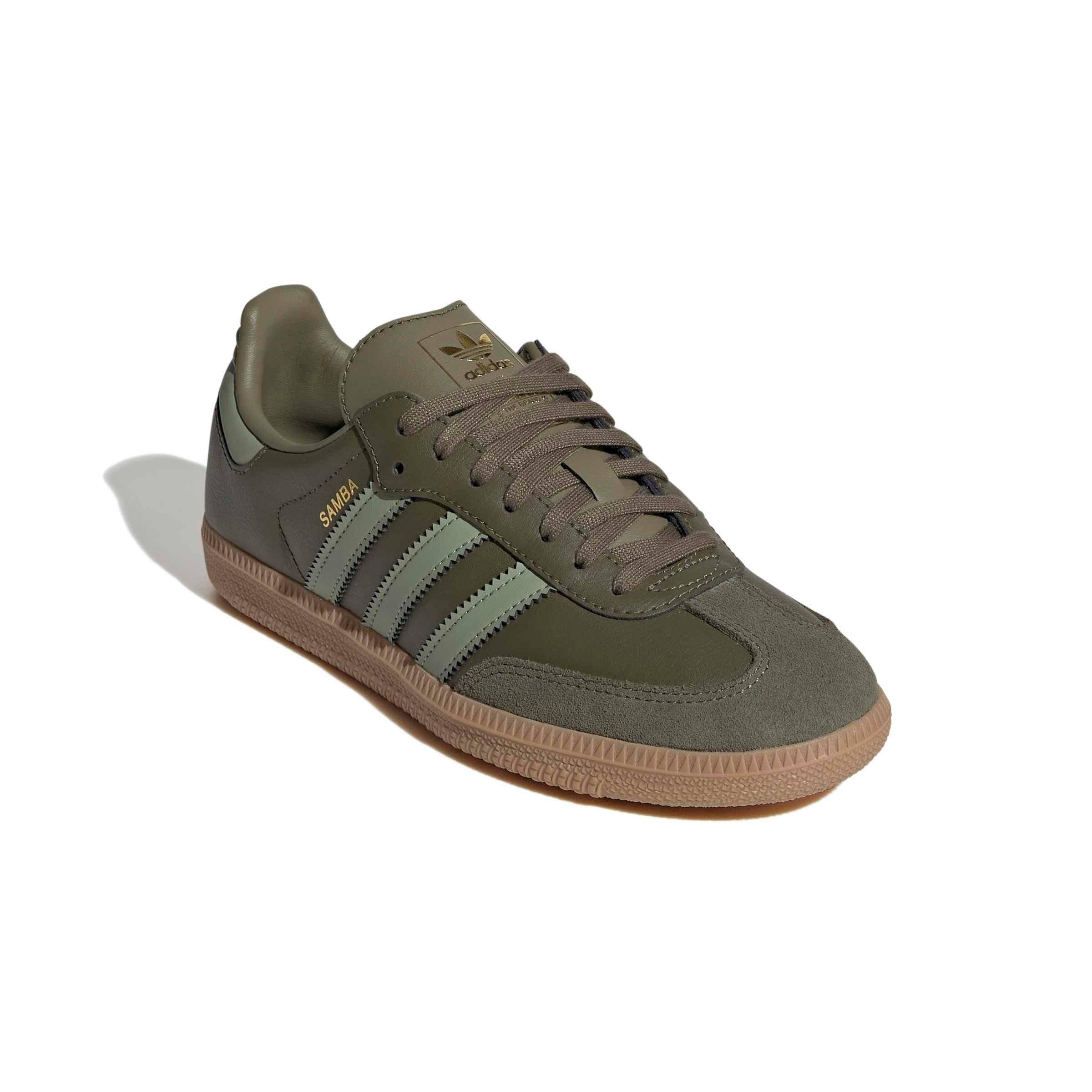 adidas Originals Samba OG "Olive Strata/Tent Green/Gum 4" Grade School Boys' Shoe - OLIVE/GREEN/GUM