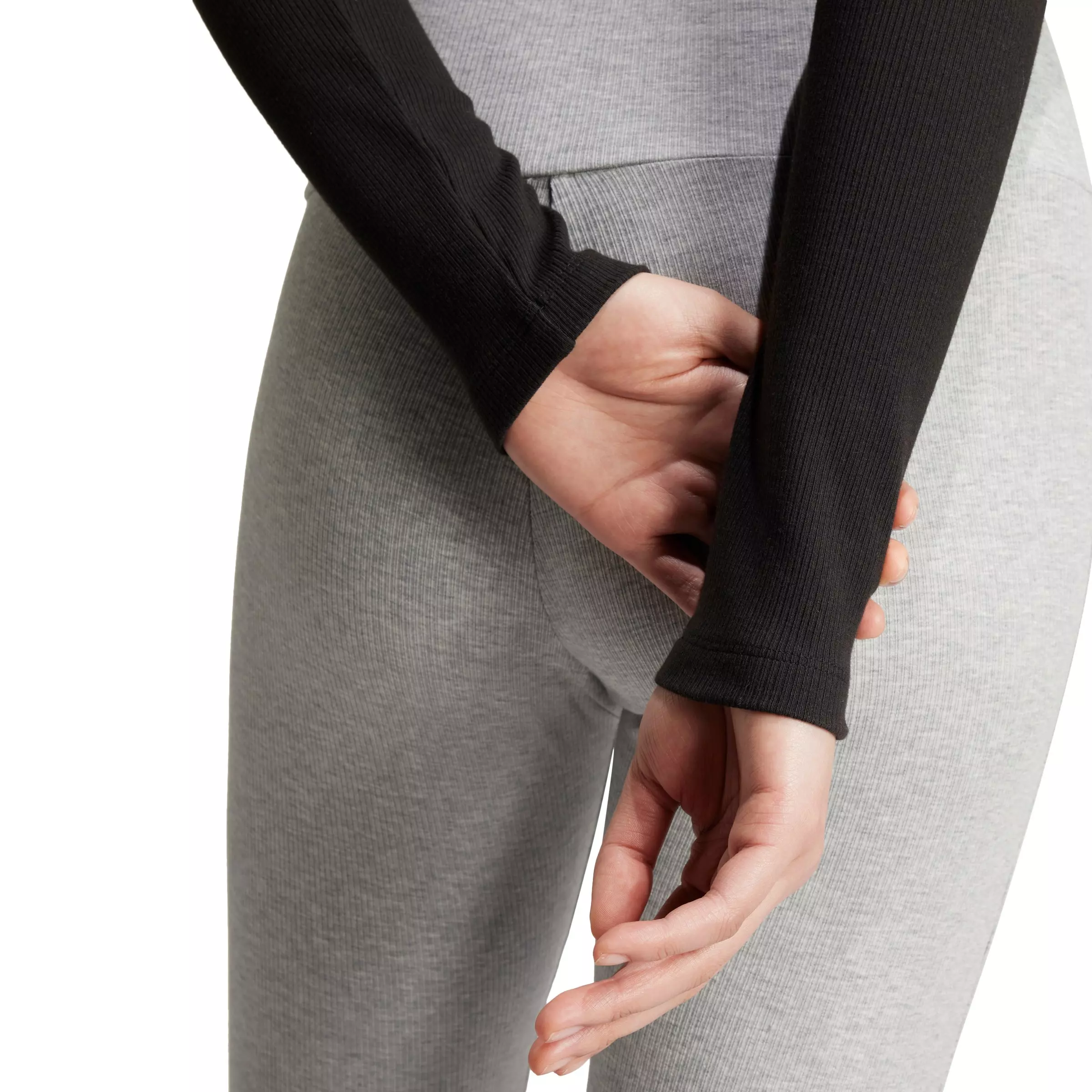 adidas Originals Women's Essentials Ribbed Crop Long Sleeve Long-Sleeve Top - Black - BLACK