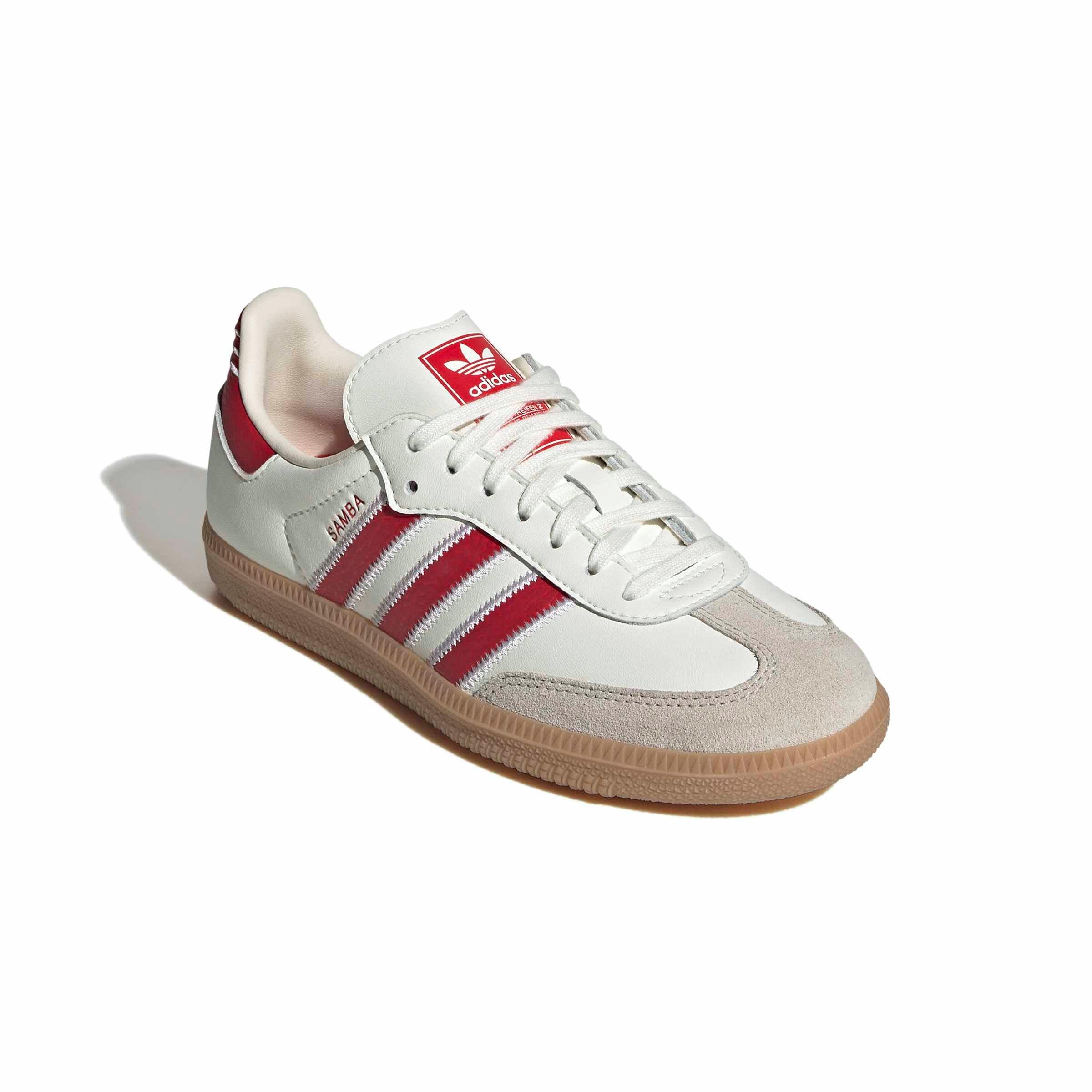adidas Originals Samba OG "Off White/Better Scarlet/Gum 4" Grade School Boys' Shoe - OFF WHITE/SCARLET/GUM