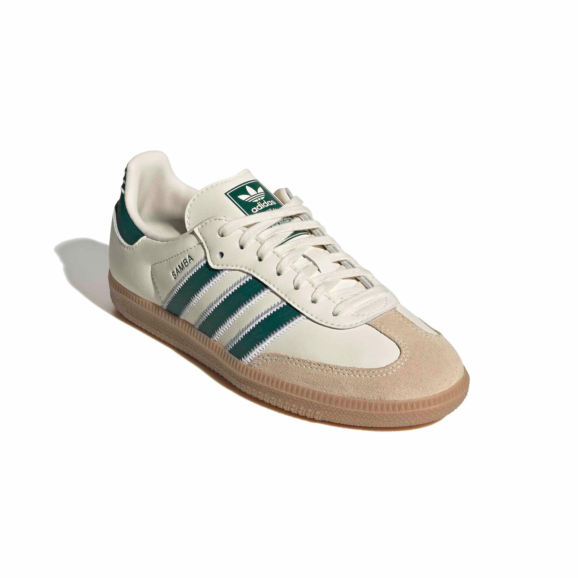adidas Originals Samba OG "Cream White/Collegiate Green/Gum 4" Grade School Boys' Shoe - CREAM/GREEN/GUM
