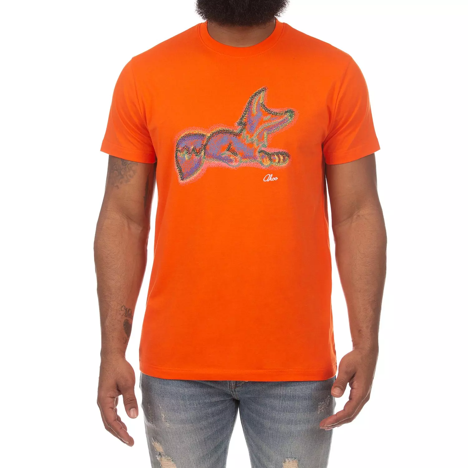 AKOO Men's Stipple Snobby Short Sleeve Tee - ORANGE