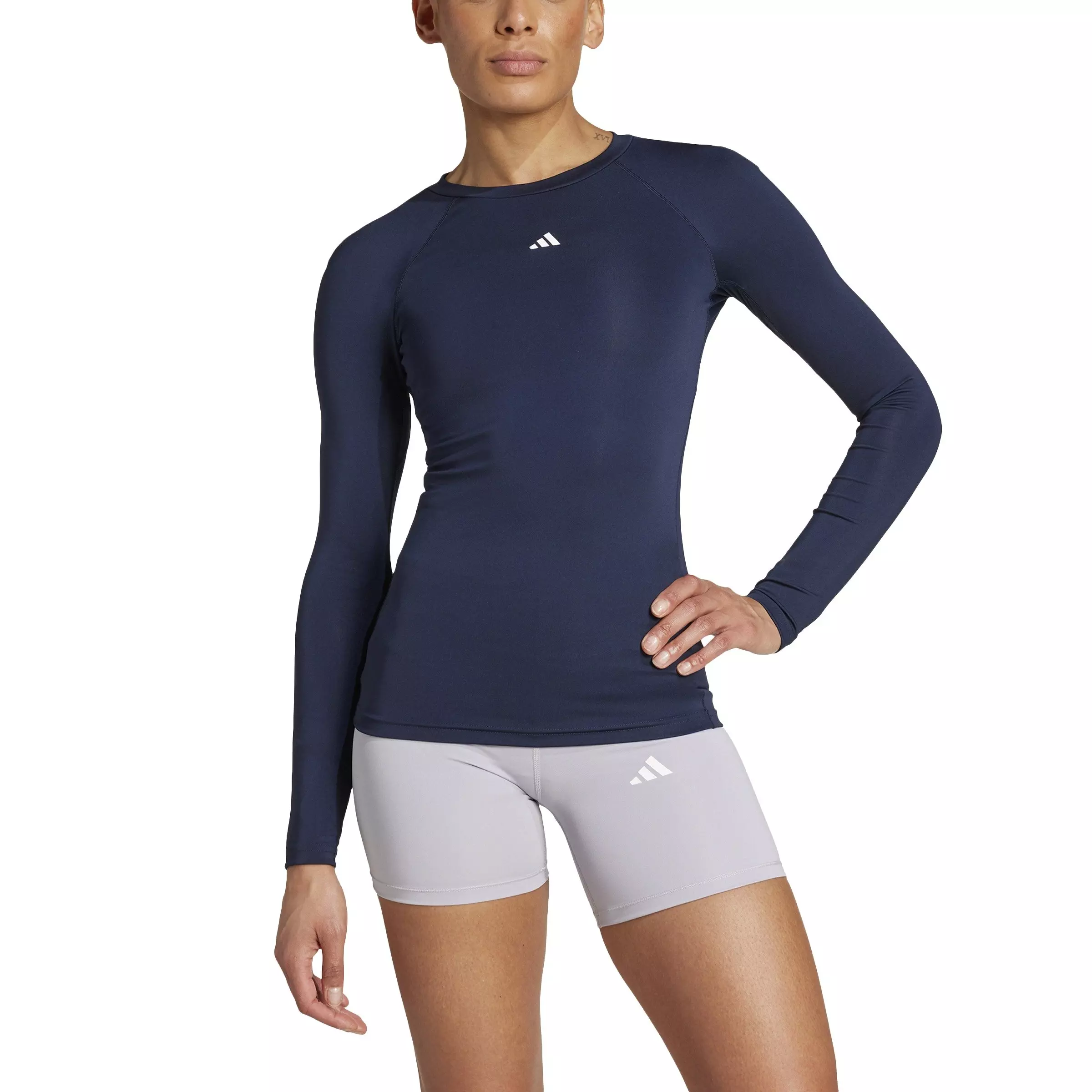 adidas Women's Techfit Long Sleeve Training Long-Sleeve Top-Blue - BLUE