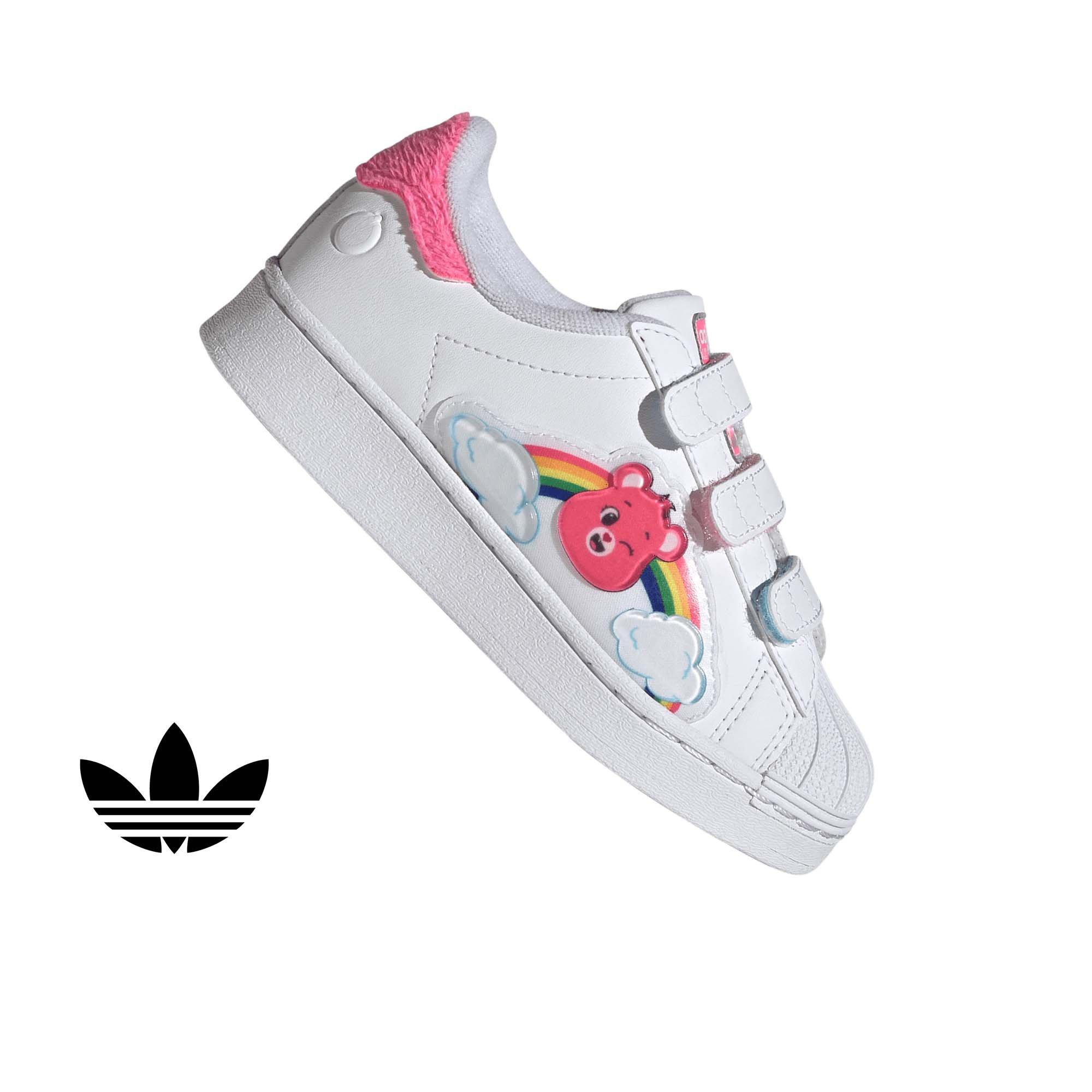 adidas Originals Care Bears Superstar LED LCC "White/Lucid Pink/Bliss Pink" Preschool Girls' Shoe - WHITE/PINK/PINK