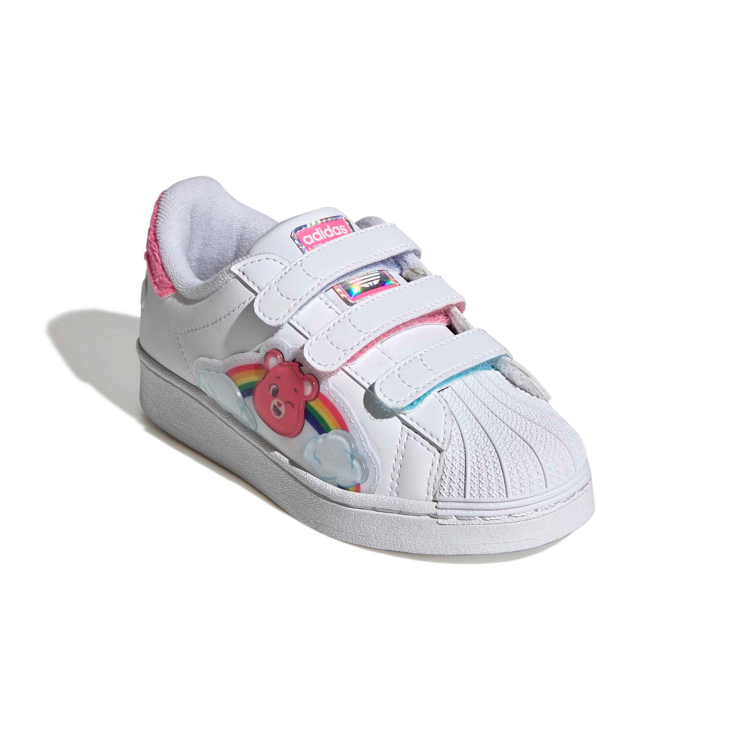 adidas Originals Care Bears Superstar LED LCC "White/Lucid Pink/Bliss Pink" Preschool Girls' Shoe - WHITE/PINK/PINK