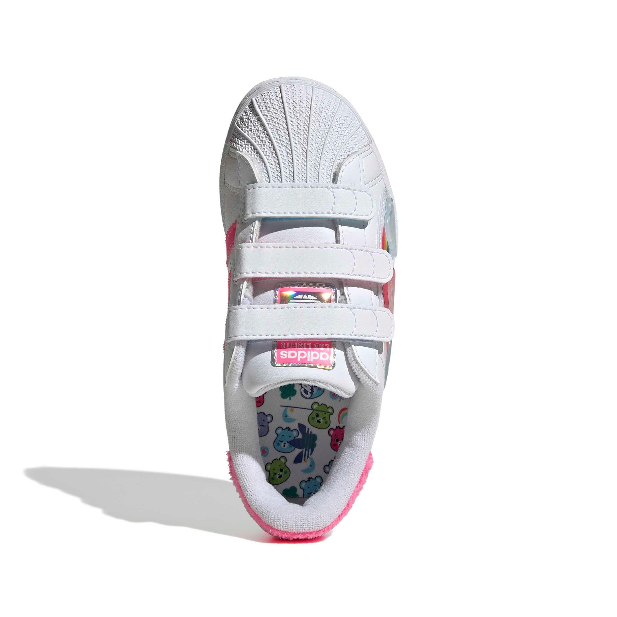 adidas Originals Care Bears Superstar LED LCC "White/Lucid Pink/Bliss Pink" Preschool Girls' Shoe - WHITE/PINK/PINK