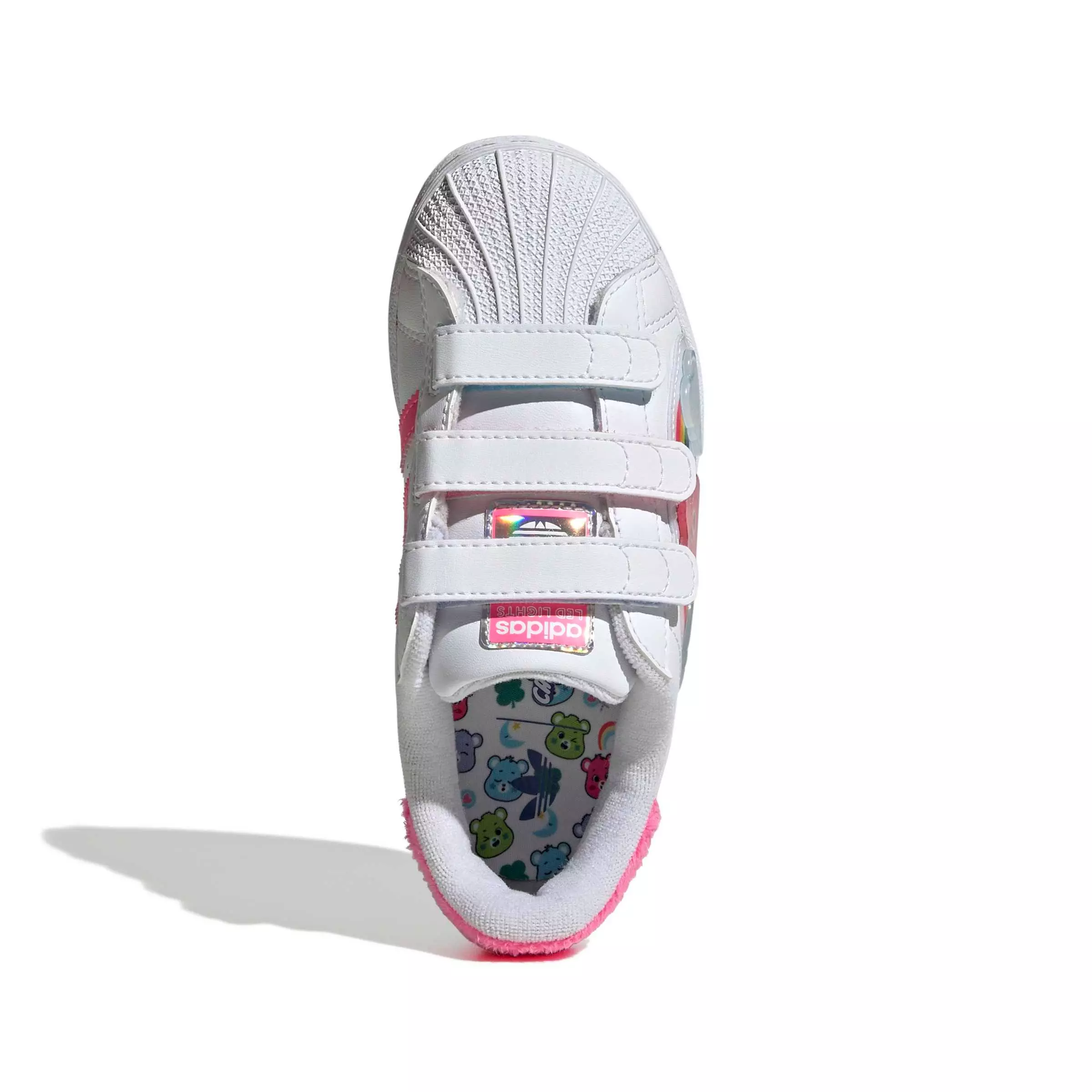 adidas Originals Care Bears Superstar LED LCC "White/Lucid Pink/Bliss Pink" Preschool Girls' Shoe - WHITE/PINK/PINK