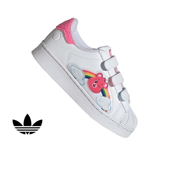 adidas Originals Care Bears Superstar LED LCC "White/Lucid Pink/Bliss Pink" Preschool Girls' Shoe - WHITE/PINK/PINK