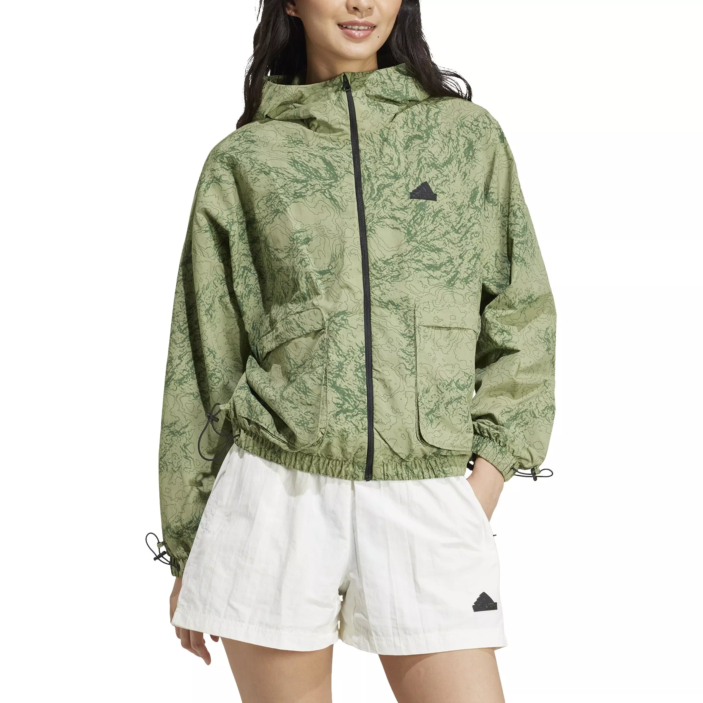 adidas Women's City Escape Woven Windbreaker-Green - GREEN