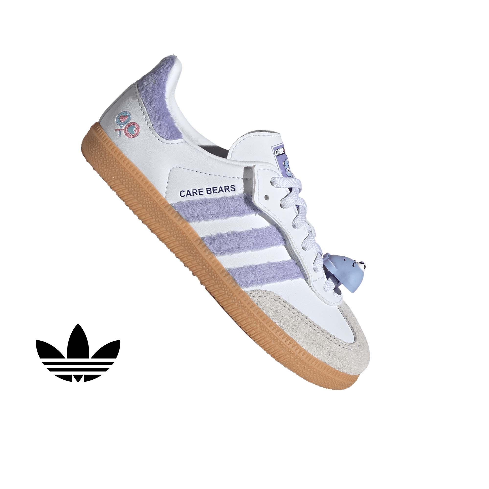 adidas Originals Care Bears Samba OG CCEL "Light Purple/Ftwr White/Blue Dawn" Preschool Girls' Shoe - LT PURPLE/WHITE/BLUE