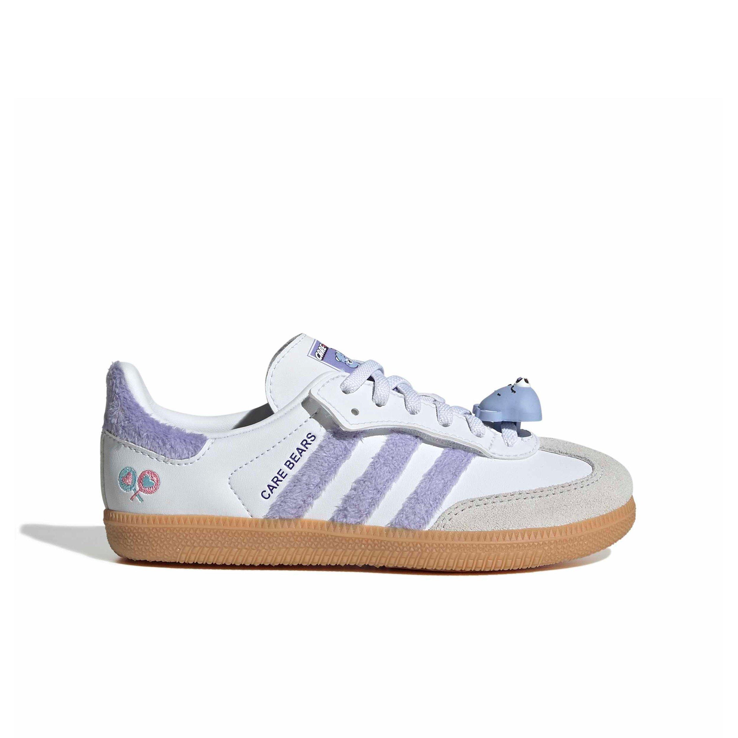 adidas Originals Care Bears Samba OG CCEL "Light Purple/Ftwr White/Blue Dawn" Preschool Girls' Shoe - LT PURPLE/WHITE/BLUE