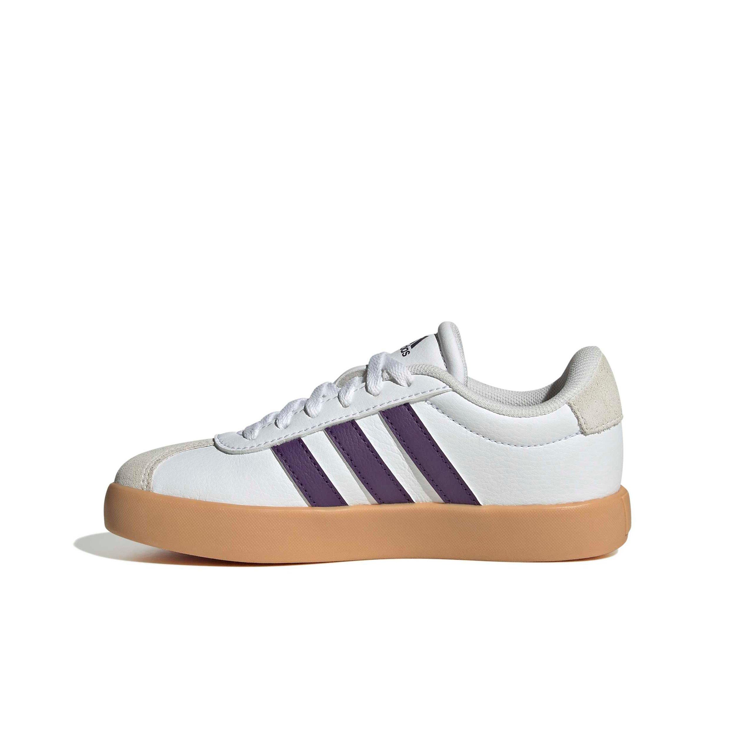 adidas VL Court 3.0 "Ftwr White/Violet/Gum 3" Preschool Girls' Shoe - WHITE/VIOLET/GUM