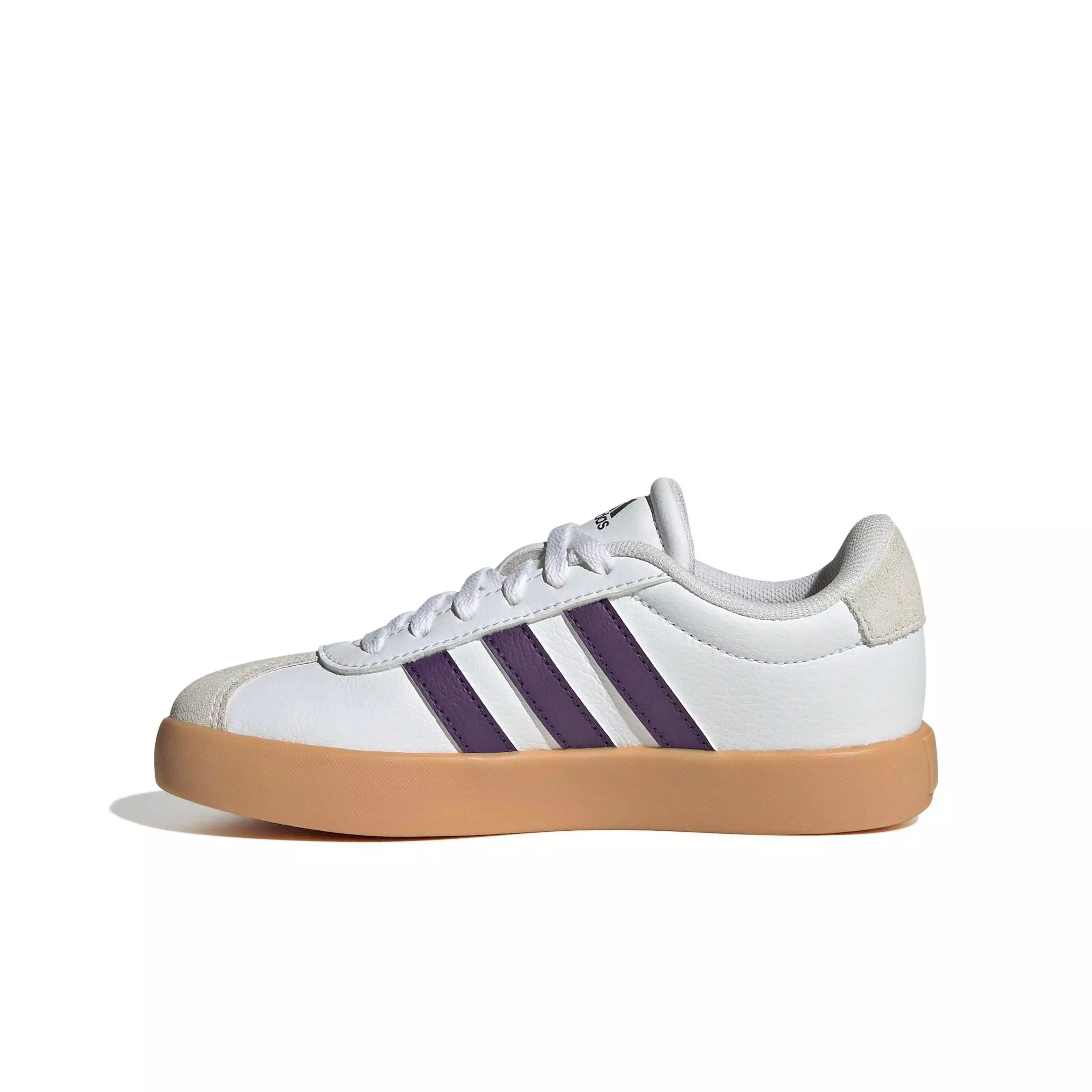 adidas VL Court 3.0 "Ftwr White/Violet/Gum 3" Preschool Girls' Shoe - WHITE/VIOLET/GUM