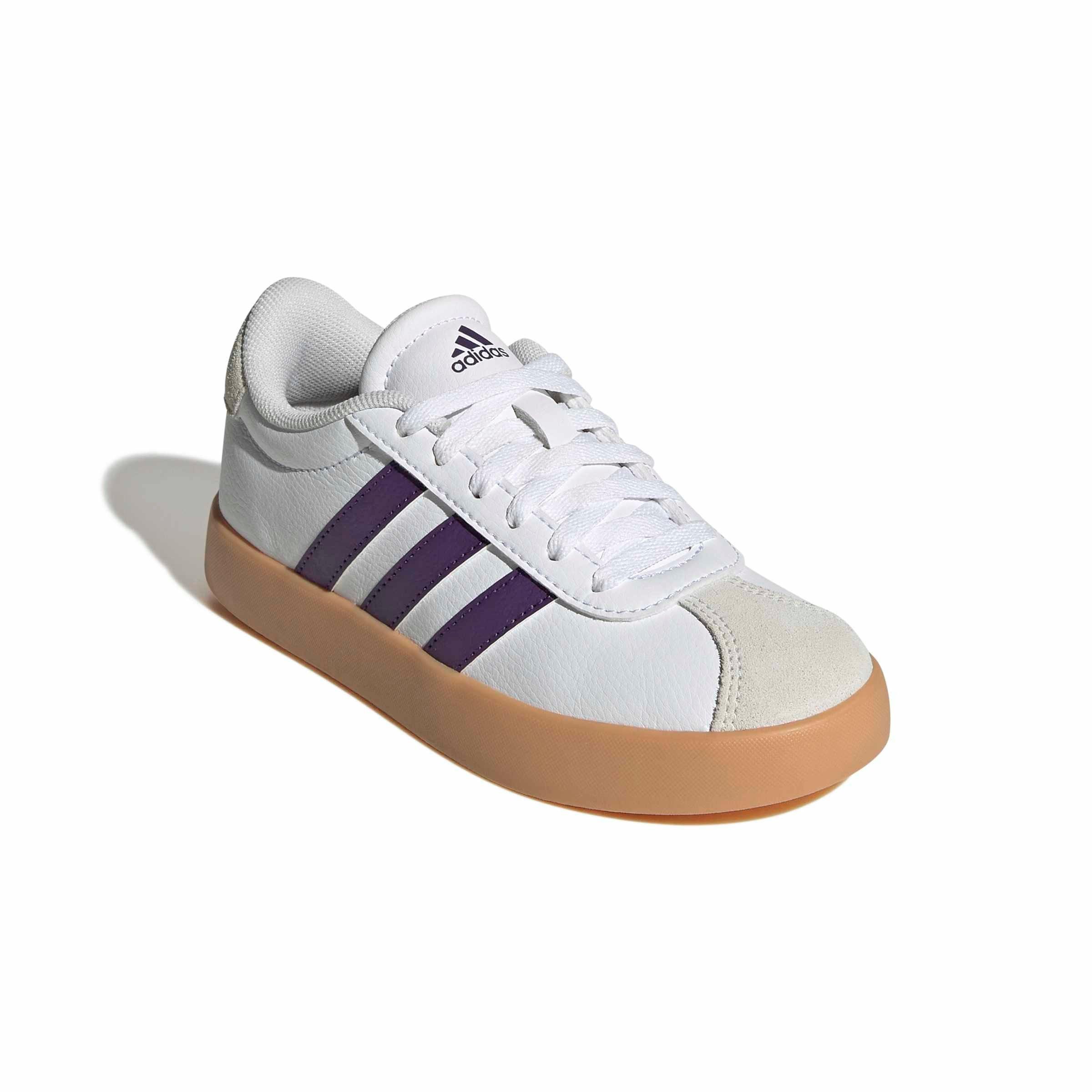 adidas VL Court 3.0 "Ftwr White/Violet/Gum 3" Preschool Girls' Shoe - WHITE/VIOLET/GUM