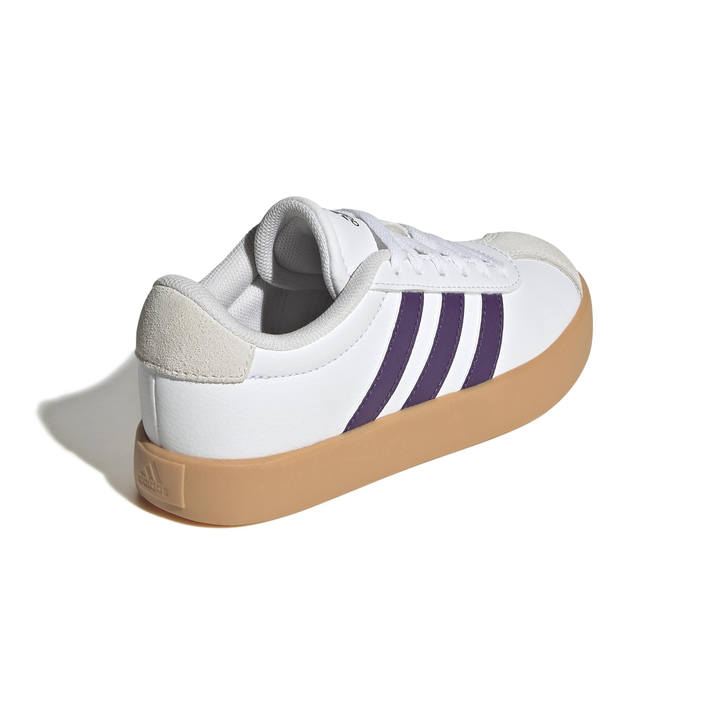adidas VL Court 3.0 "Ftwr White/Violet/Gum 3" Preschool Girls' Shoe - WHITE/VIOLET/GUM