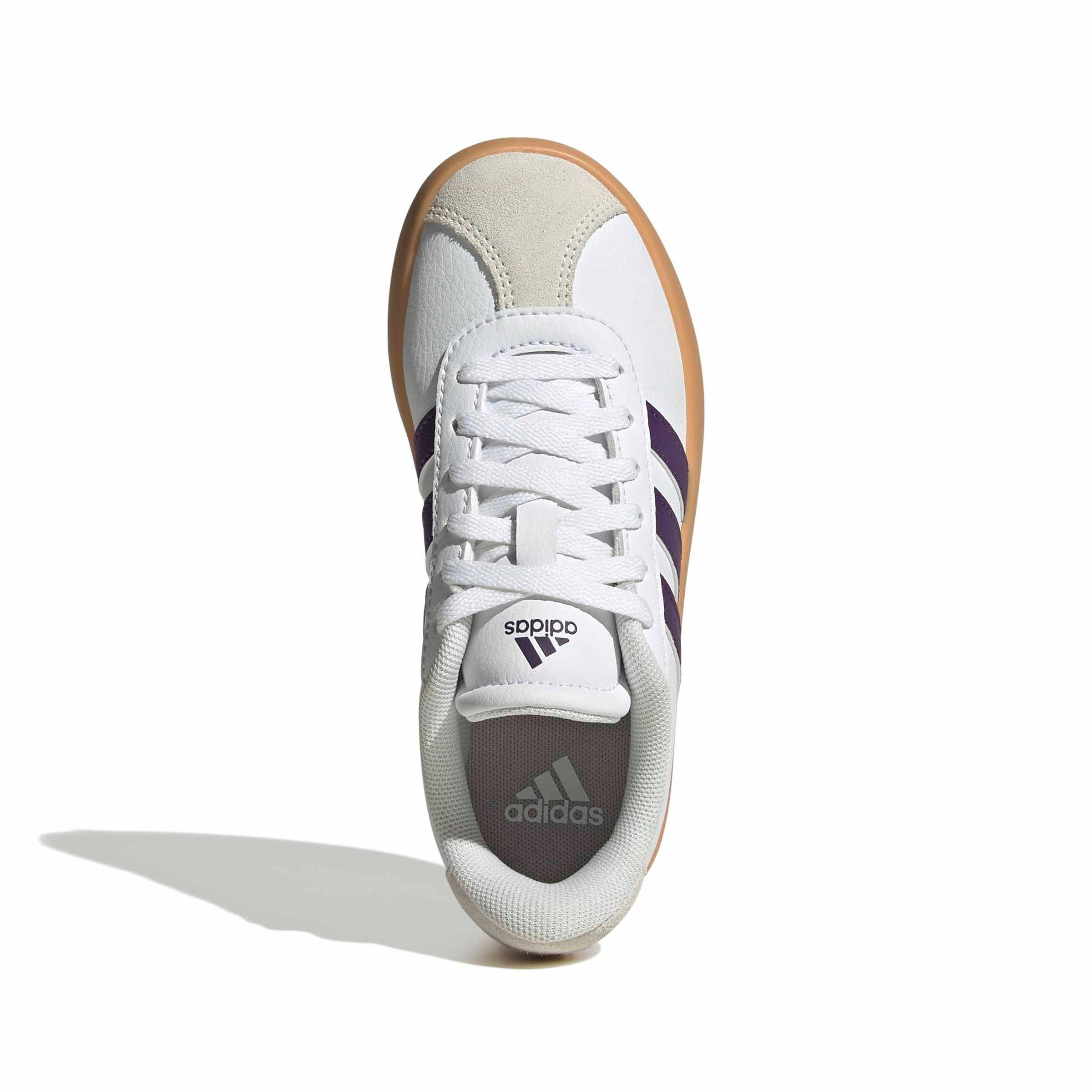 adidas VL Court 3.0 "Ftwr White/Violet/Gum 3" Preschool Girls' Shoe - WHITE/VIOLET/GUM