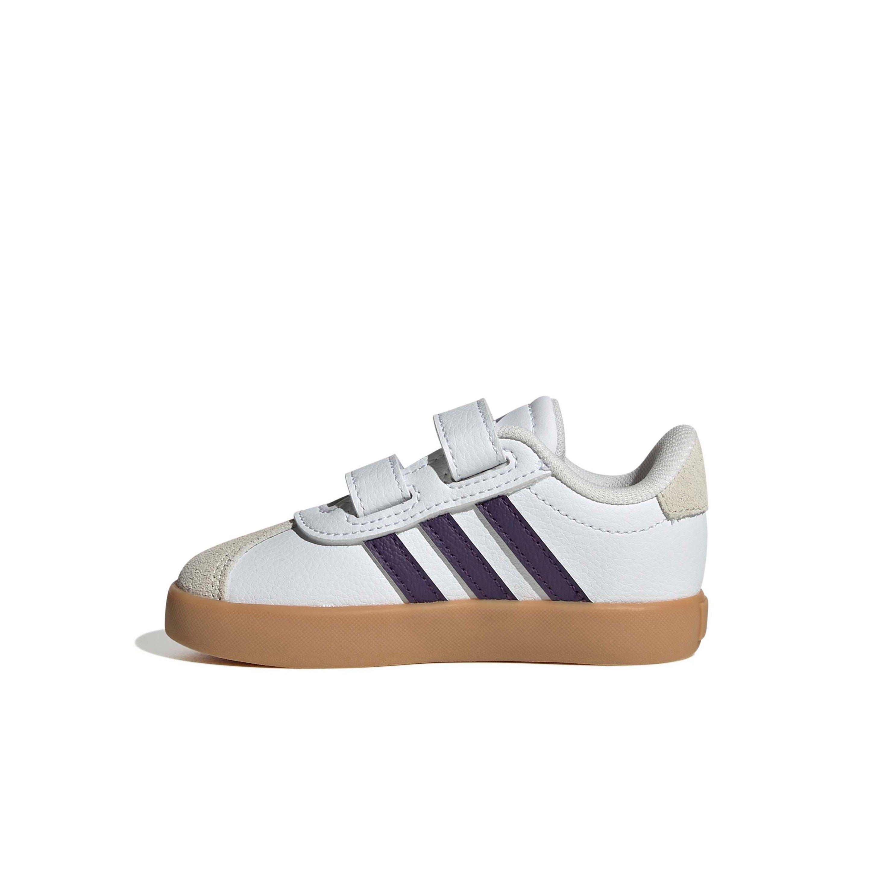 adidas VL Court 3.0 "Ftwr White/Violet/Gum 3" Infant Girls' Shoe - WHITE/VIOLET/GUM