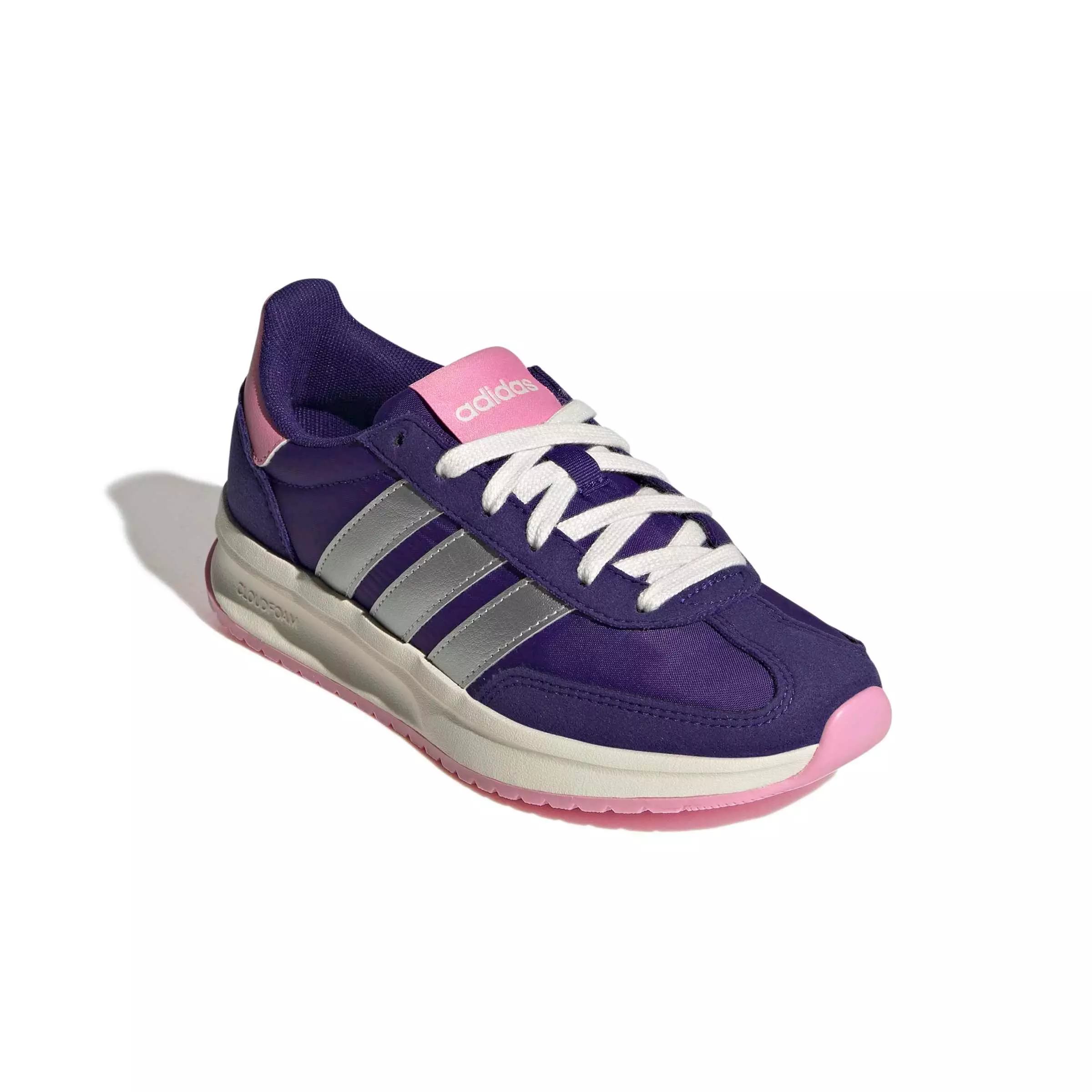 adidas Run 70s 2.0 "Collegiate Purple/Silver Metallic/St Tropic Bloom" Grade School Girls' Shoe - PURPLE/SILVER/BLOOM