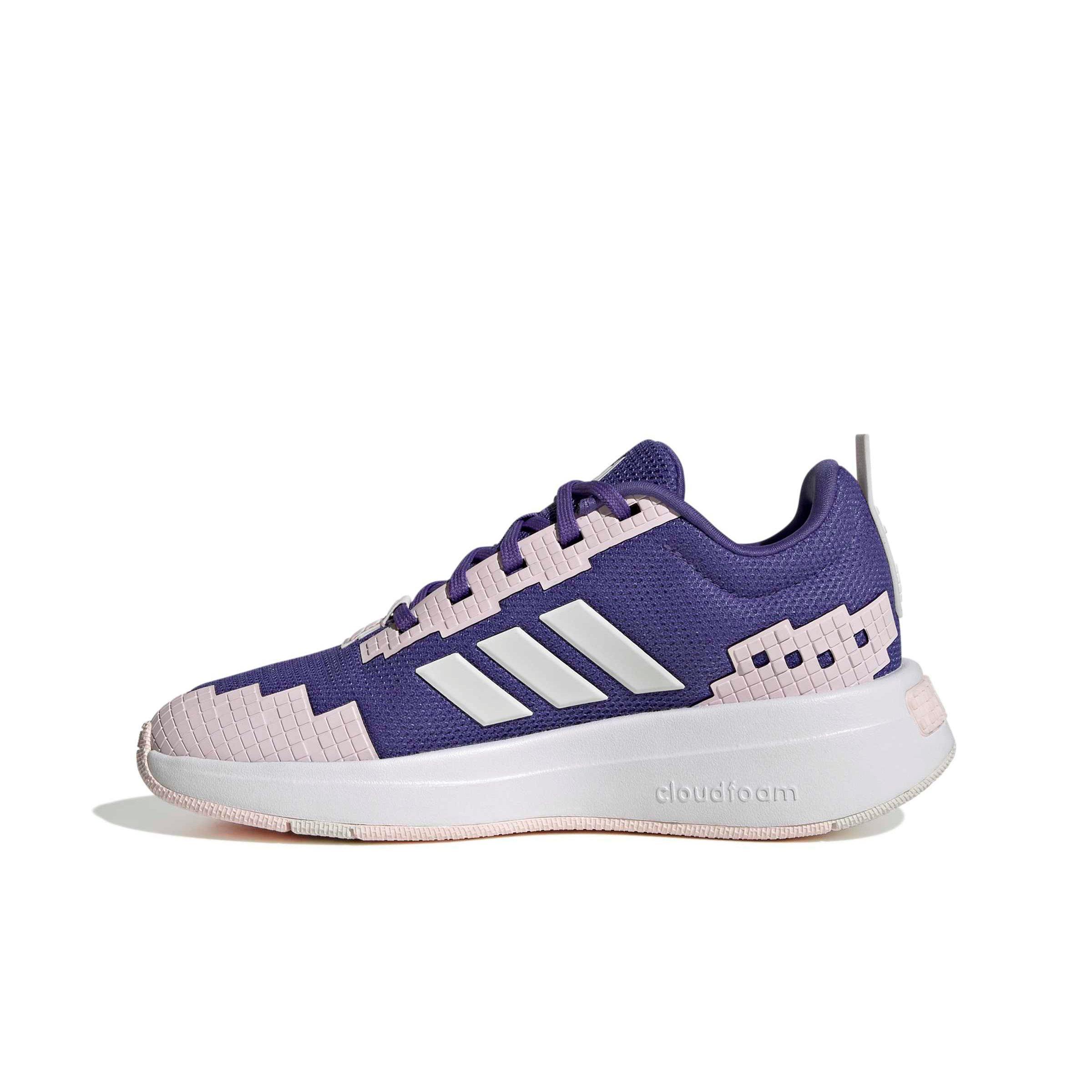 adidas Minecraft Pro "Purple/Crystal White/Distilled Pink" Grade School Girls' Shoe - PURPLE/WHITE/PINK
