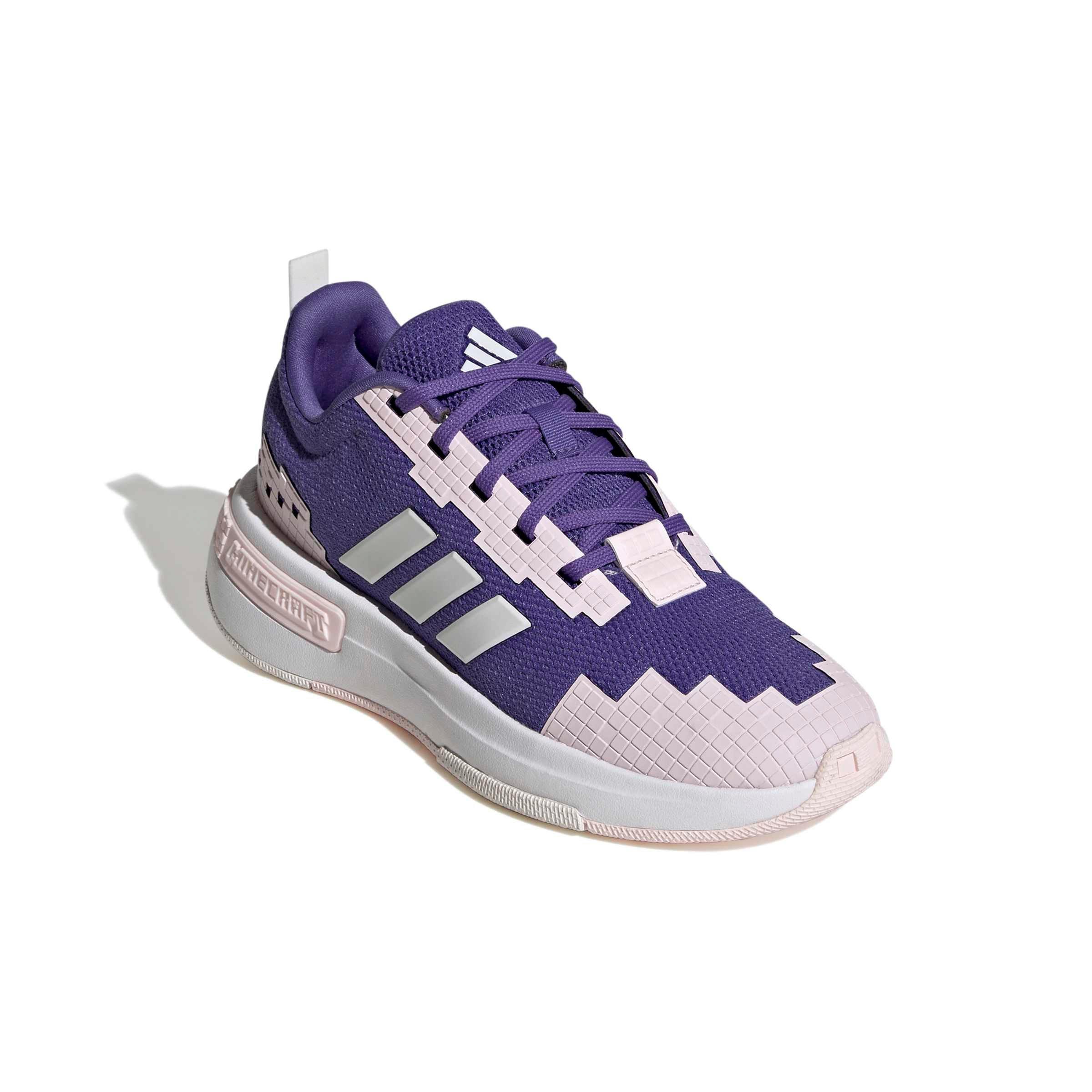 adidas Minecraft Pro "Purple/Crystal White/Distilled Pink" Grade School Girls' Shoe - PURPLE/WHITE/PINK