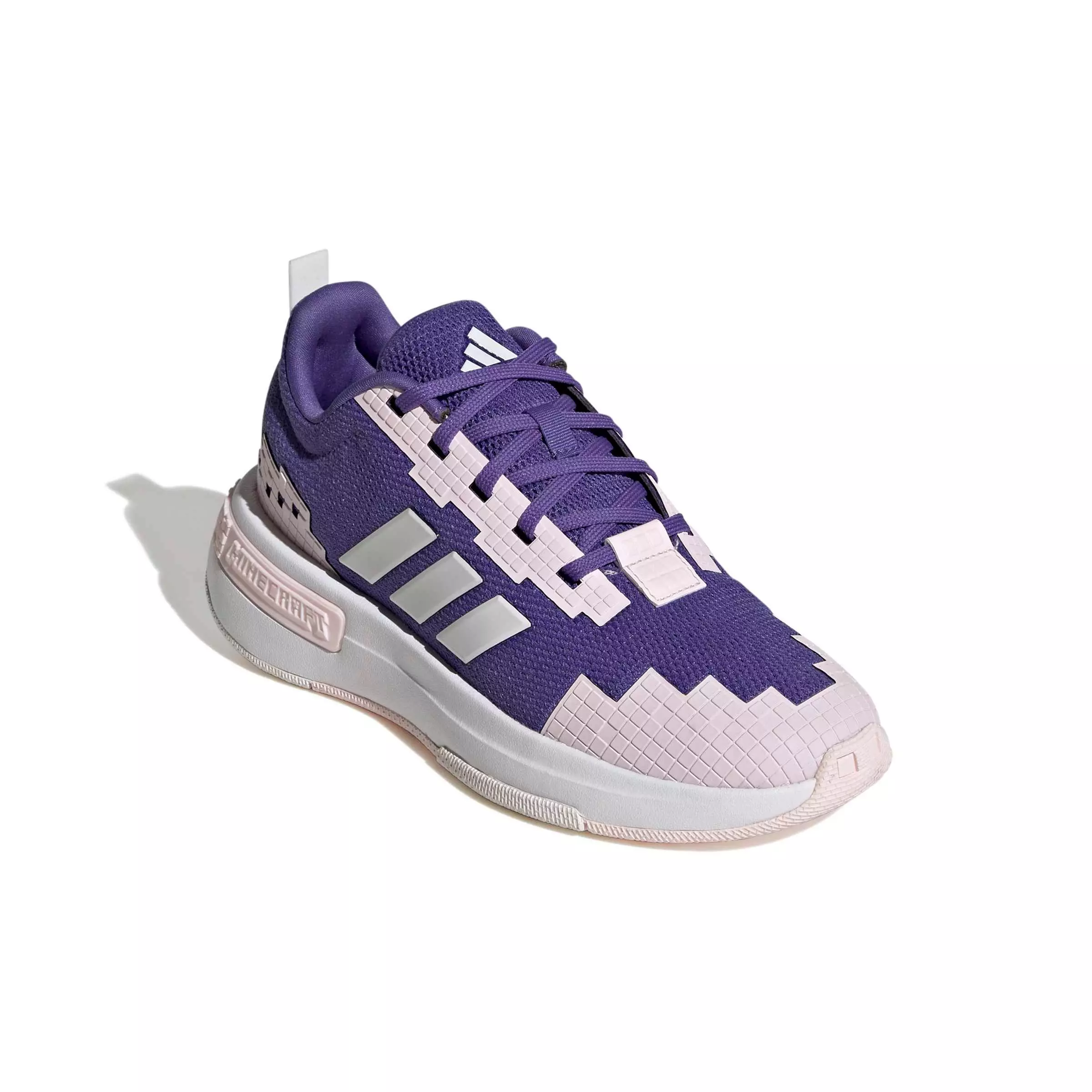 adidas Minecraft Pro "Purple/Crystal White/Distilled Pink" Grade School Girls' Shoe - PURPLE/WHITE/PINK