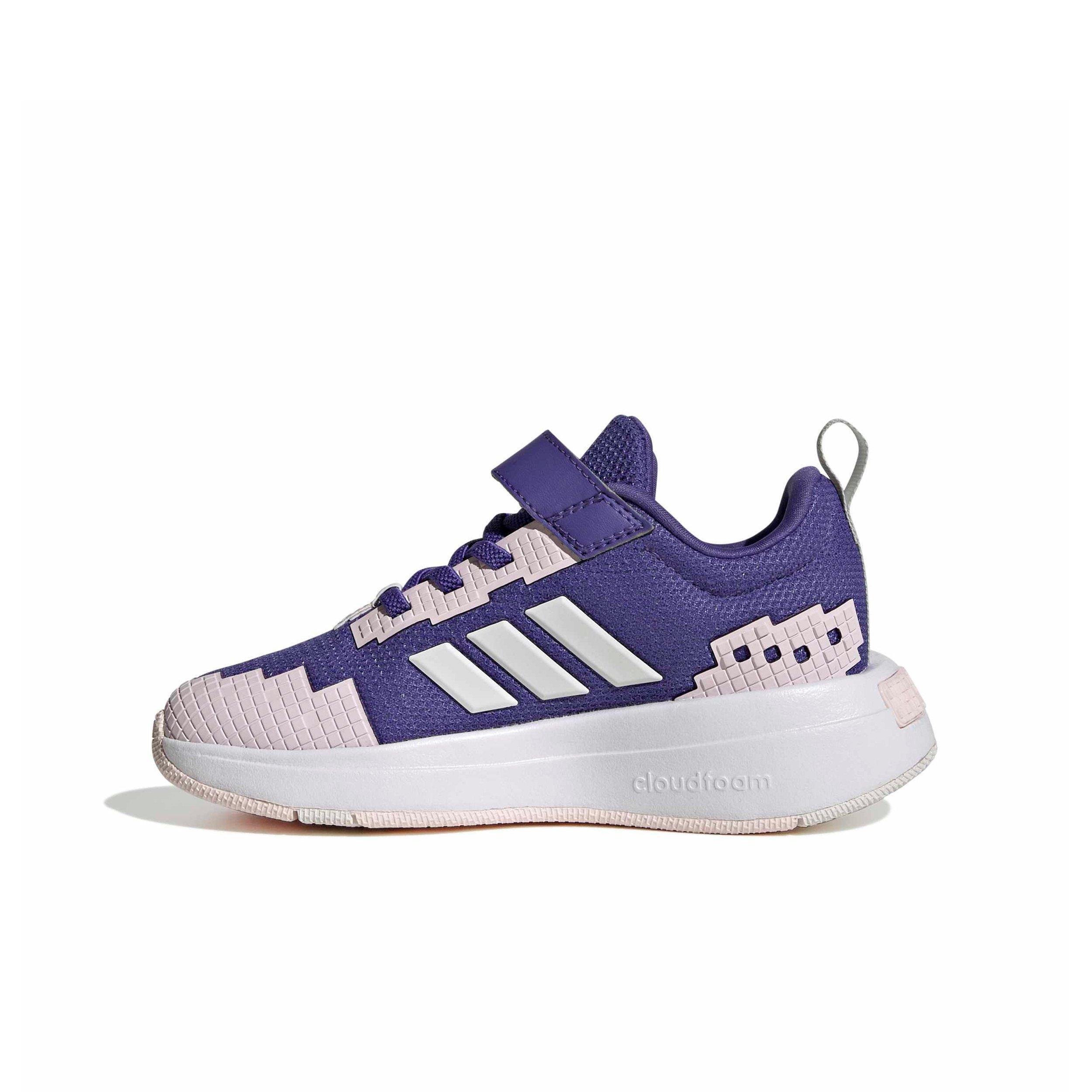 adidas Minecraft Pro "Purple/Crystal White/Distilled Pink" Preschool Girls' Shoe - PURPLE/WHITE/PINK