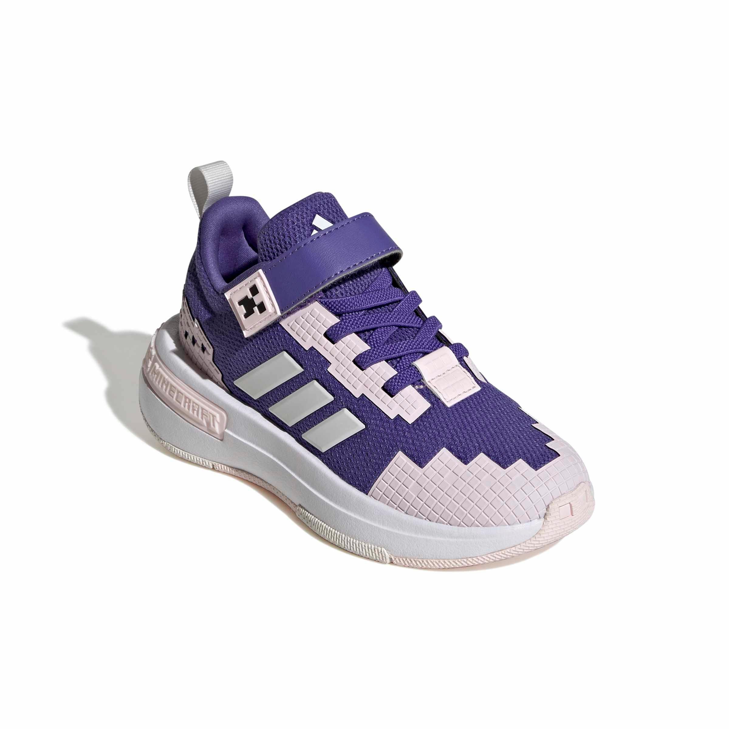 adidas Minecraft Pro "Purple/Crystal White/Distilled Pink" Preschool Girls' Shoe - PURPLE/WHITE/PINK