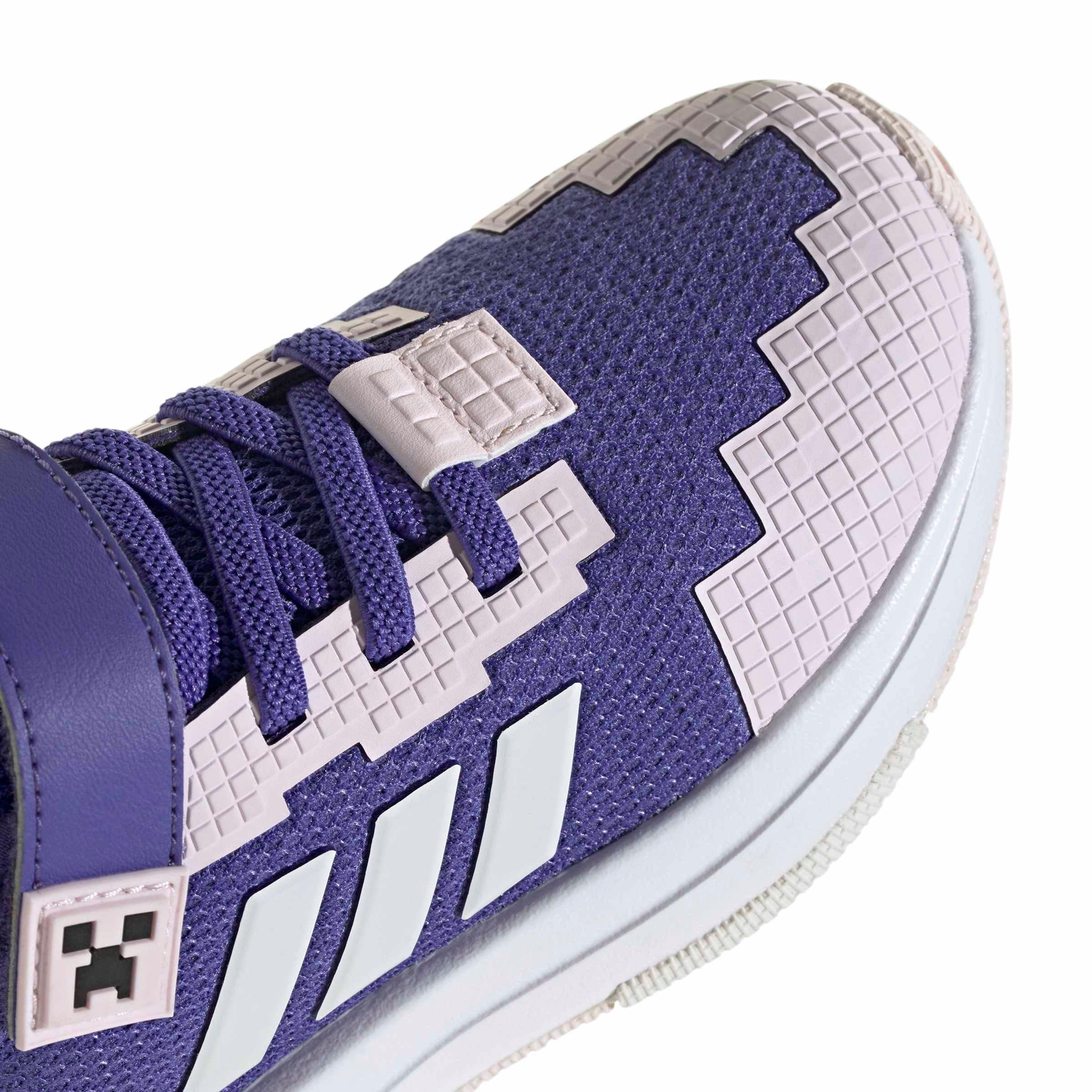 adidas Minecraft Pro "Purple/Crystal White/Distilled Pink" Preschool Girls' Shoe - PURPLE/WHITE/PINK