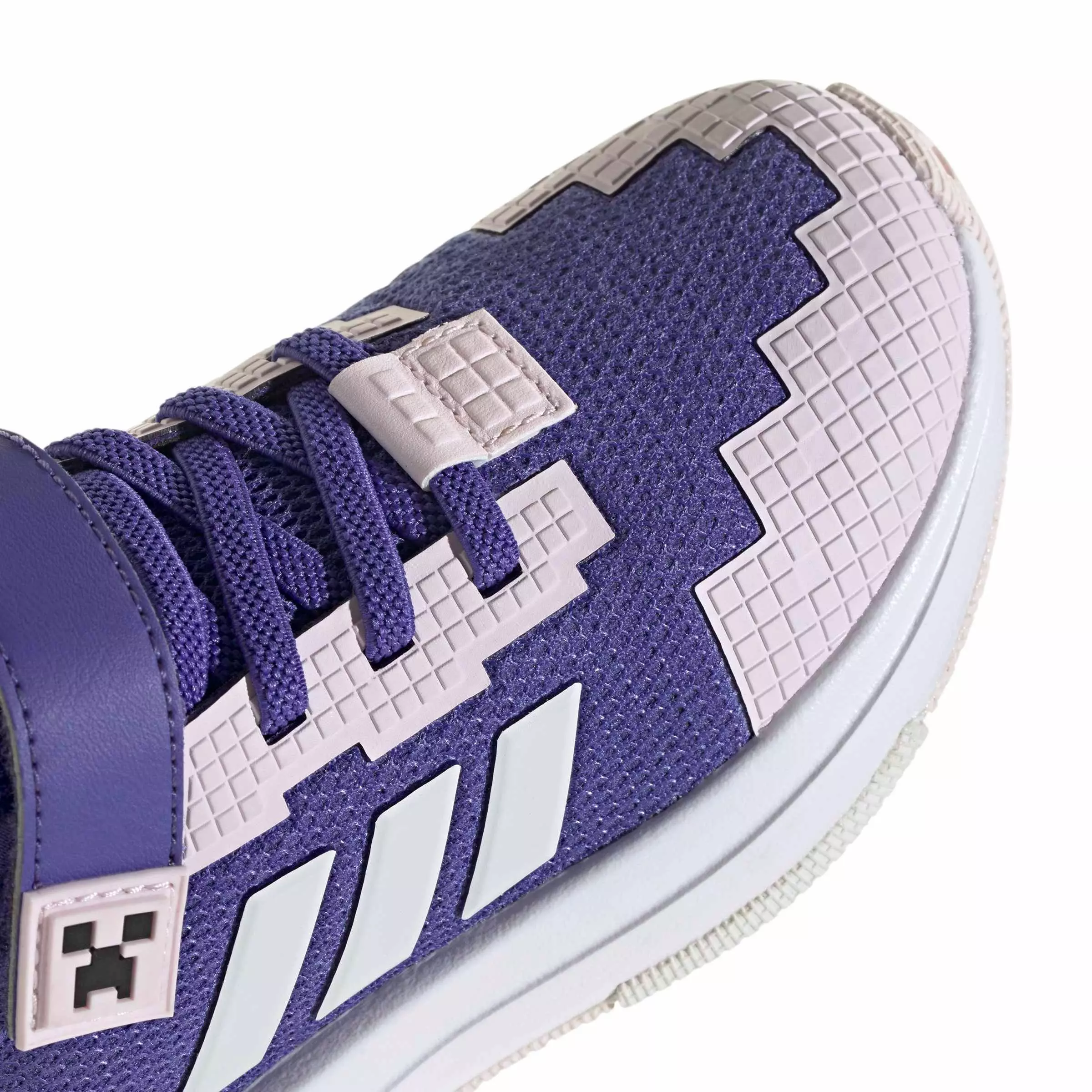 adidas Minecraft Pro "Purple/Crystal White/Distilled Pink" Preschool Girls' Shoe - PURPLE/WHITE/PINK