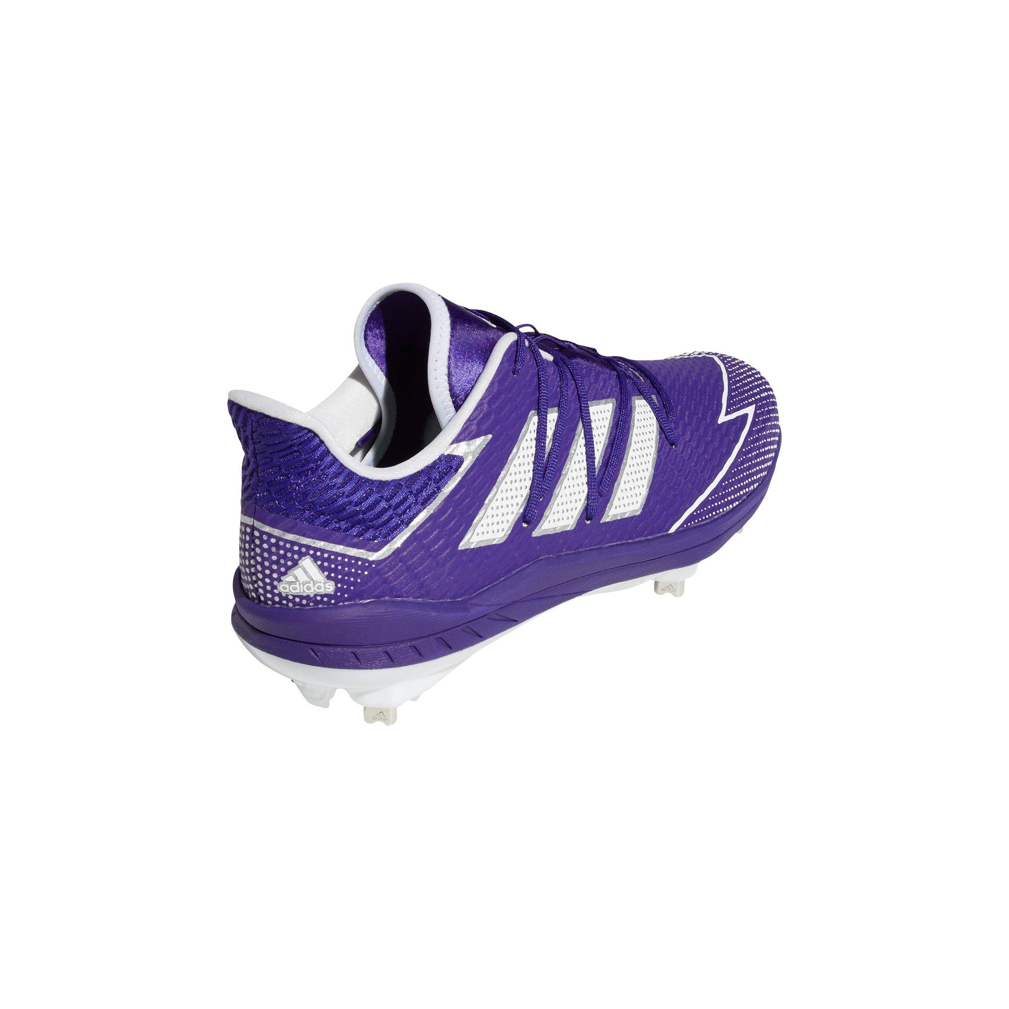 purple and white baseball cleats