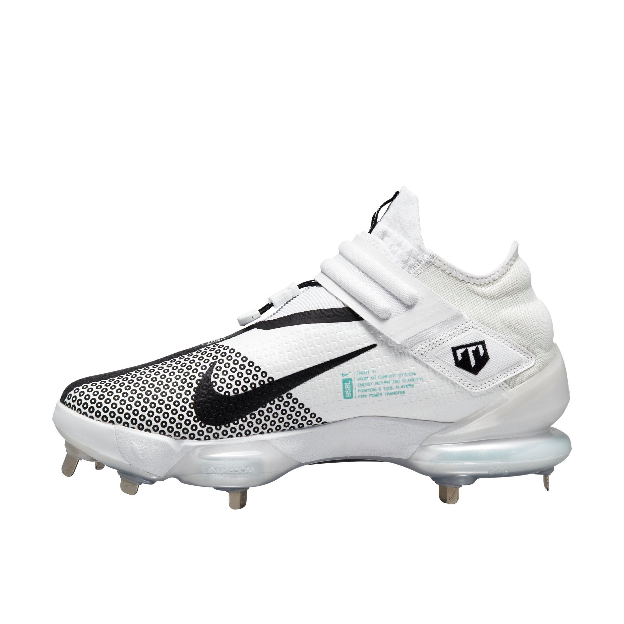 Nike Force Zoom Trout 7 "White/Black/Dynamic Turquoise/Pure Platinum" Men's Baseball Cleat - WHITE Thumbnail View 2