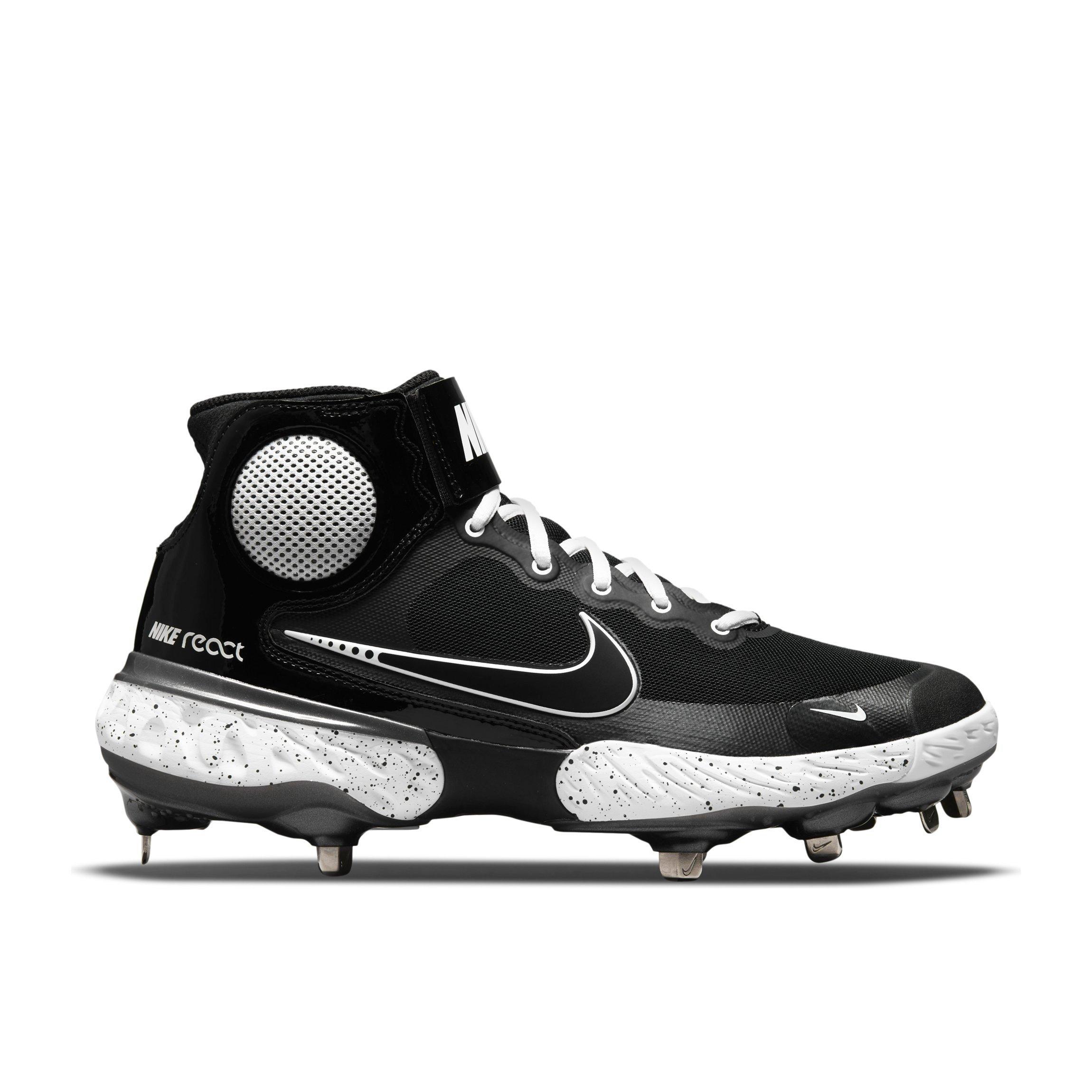 Nike Alpha Huarache Elite 3 Mid "Black/White/Metallic Dark Grey" Men's Baseball Cleat - BLACK Thumbnail View 1