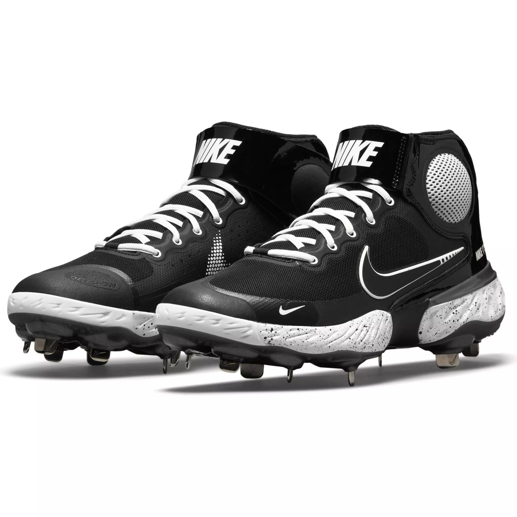 Nike Alpha Huarache Elite 3 Mid "Black/White/Metallic Dark Grey" Men's Baseball Cleat - BLACK
