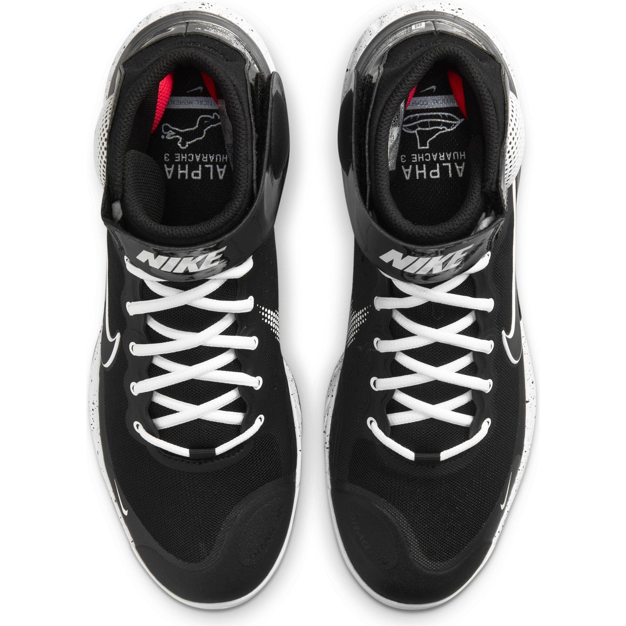 Nike Alpha Huarache Elite 3 Mid "Black/White/Metallic Dark Grey" Men's Baseball Cleat - BLACK Thumbnail View 4