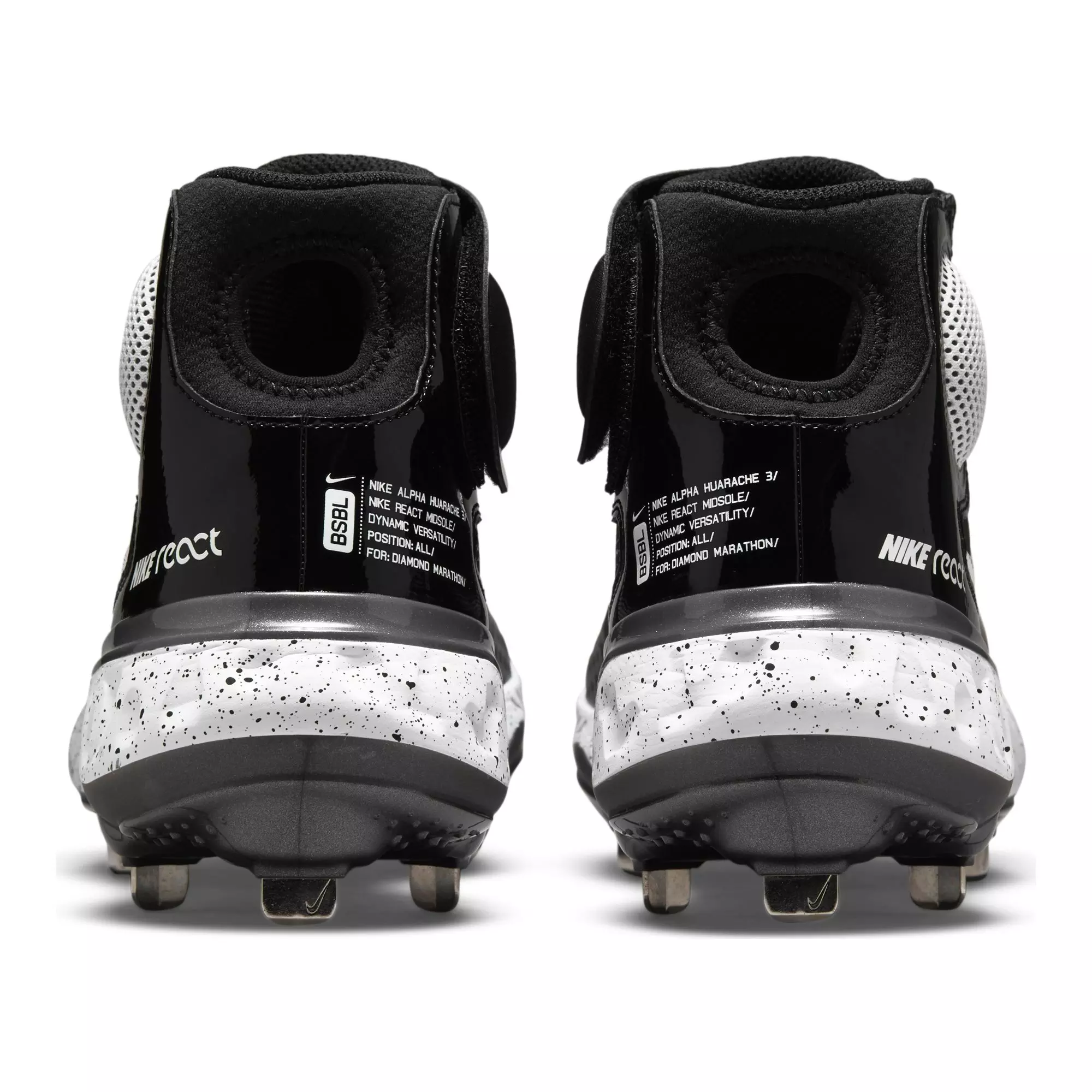 Nike Alpha Huarache Elite 3 Mid "Black/White/Metallic Dark Grey" Men's Baseball Cleat - BLACK
