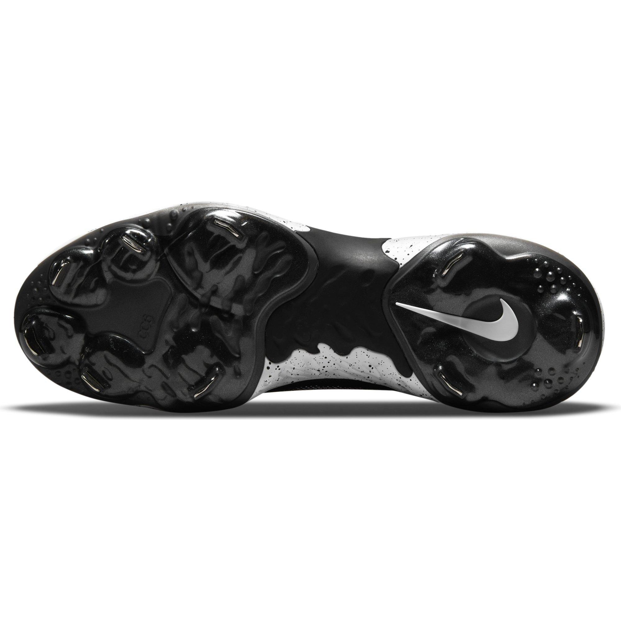 Nike Alpha Huarache Elite 3 Mid "Black/White/Metallic Dark Grey" Men's Baseball Cleat - BLACK Thumbnail View 6