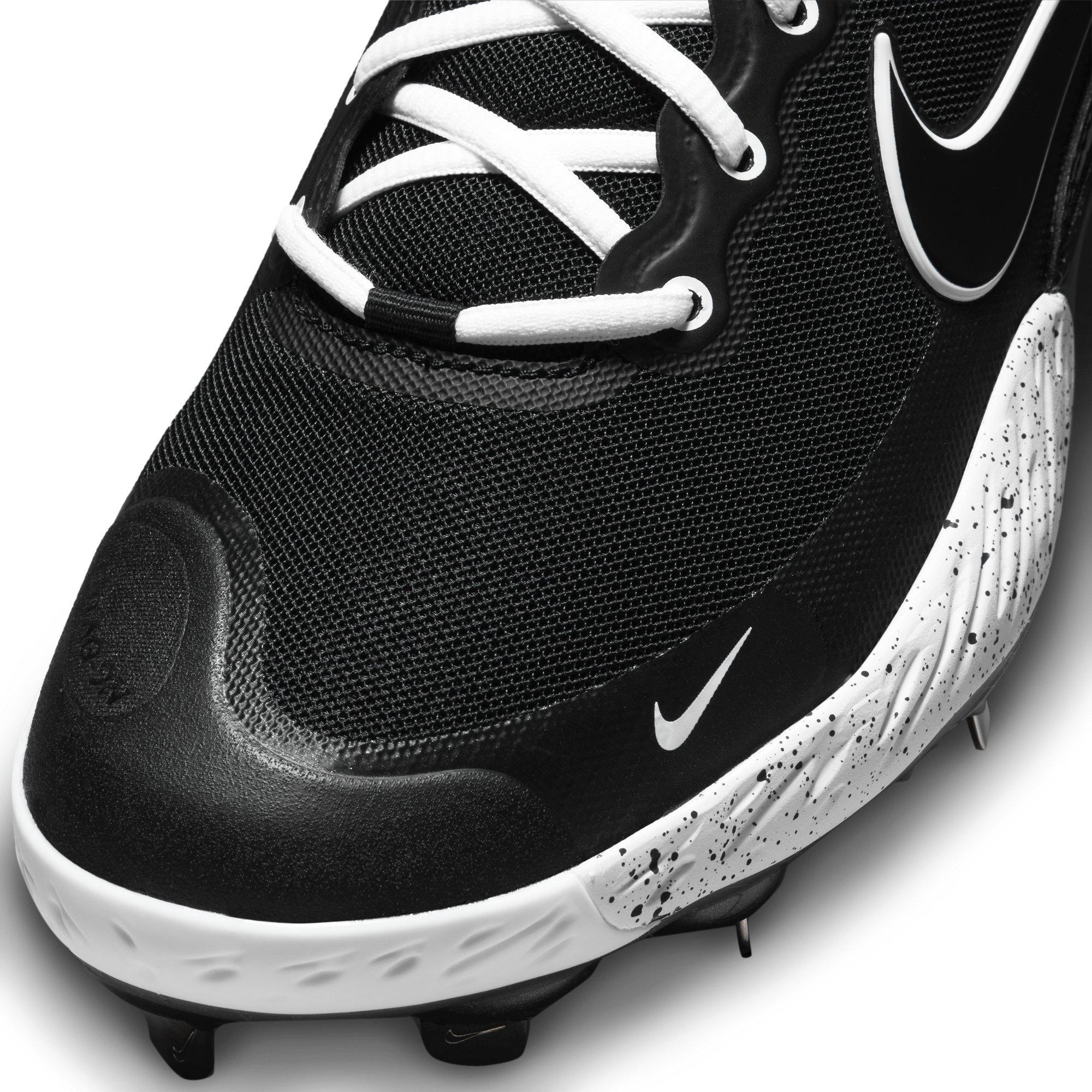 Nike Alpha Huarache Elite 3 Mid "Black/White/Metallic Dark Grey" Men's Baseball Cleat - BLACK Thumbnail View 7