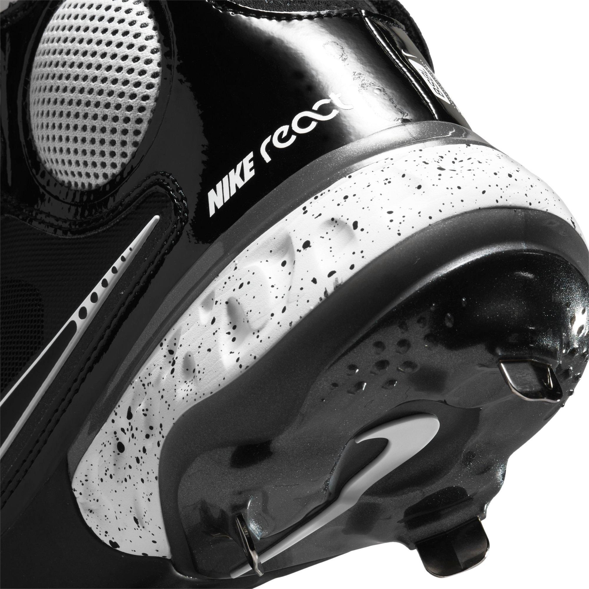 Nike Alpha Huarache Elite 3 Mid "Black/White/Metallic Dark Grey" Men's Baseball Cleat - BLACK Thumbnail View 8