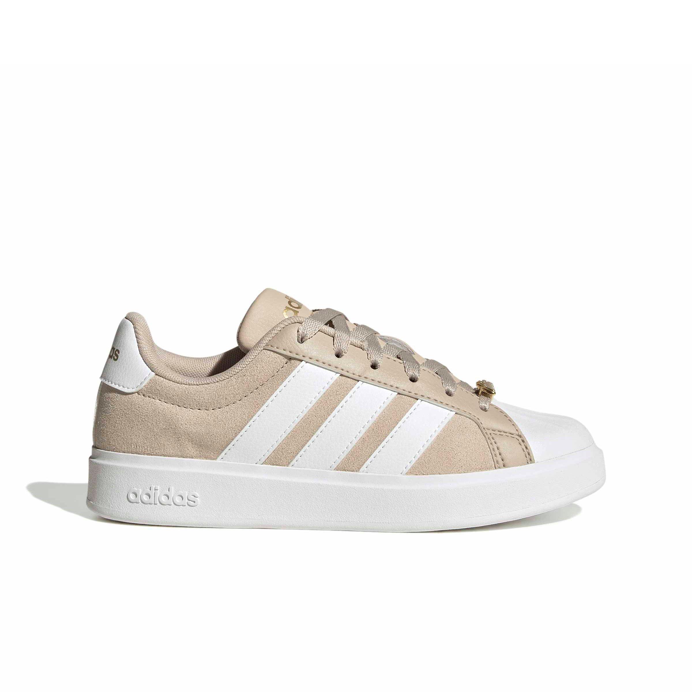 adidas Streettalk "Wonder Beige/Ftwr White/Gold Metallic" Grade School Girls' Shoe - BEIGE/WHITE/GOLD
