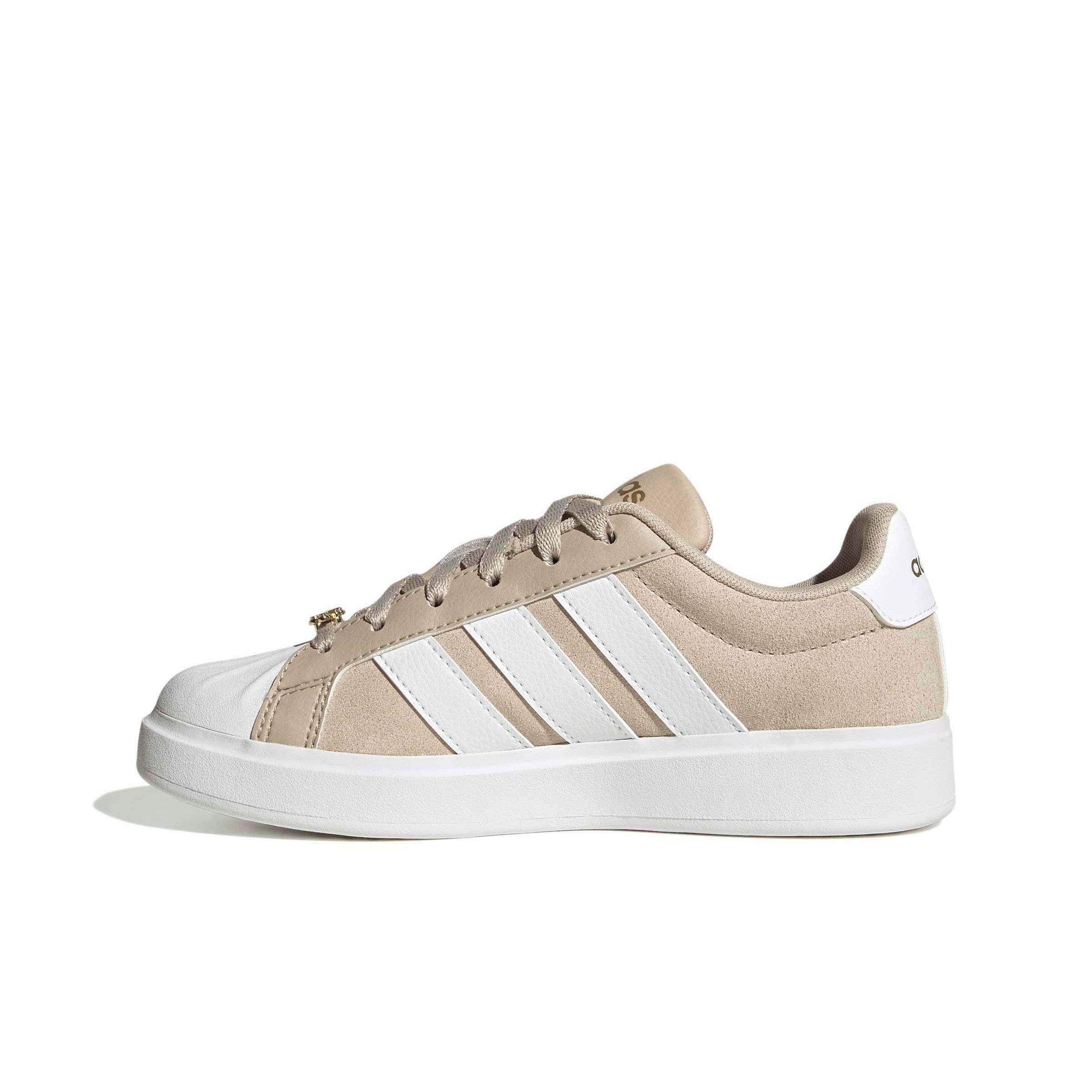 adidas Streettalk "Wonder Beige/Ftwr White/Gold Metallic" Grade School Girls' Shoe - BEIGE/WHITE/GOLD