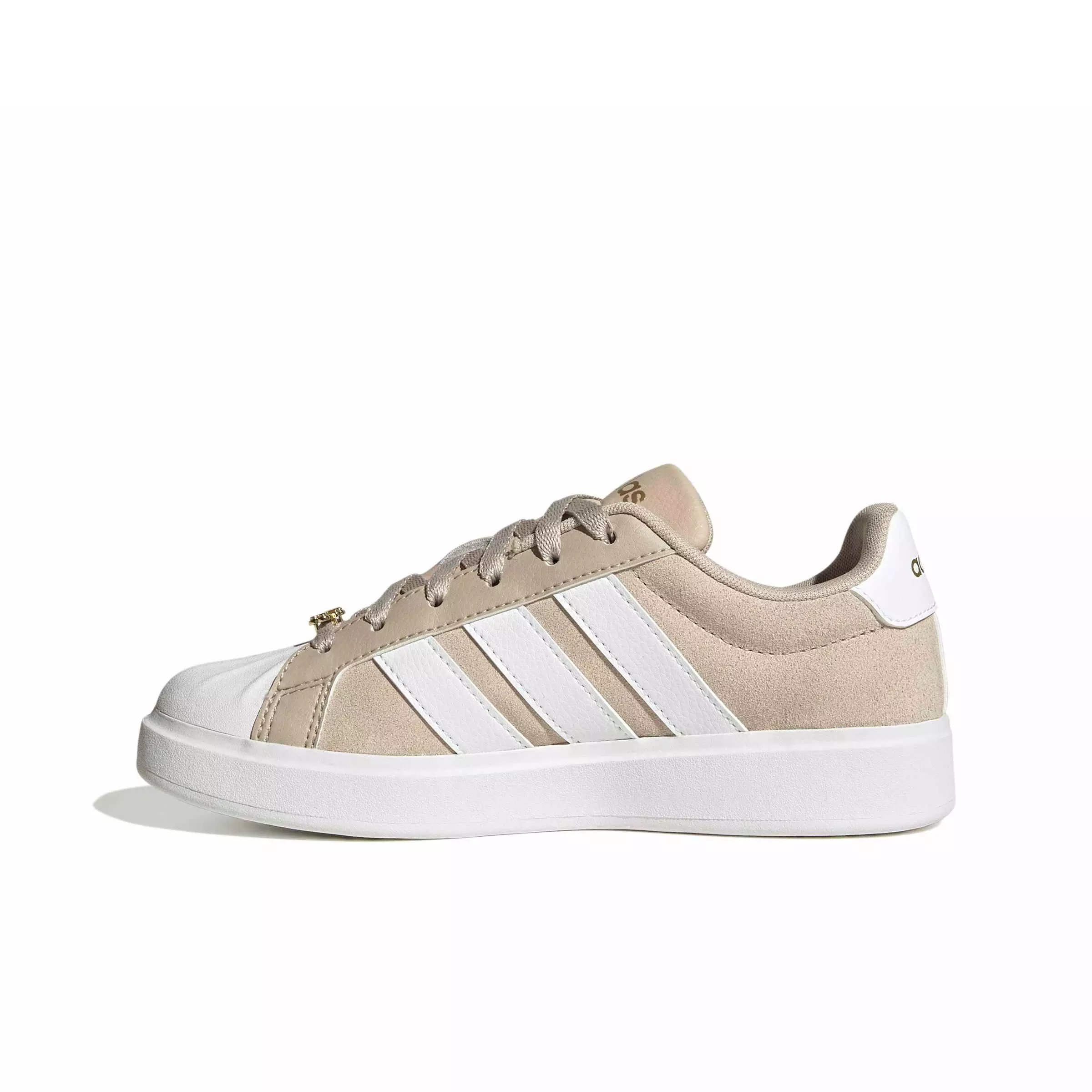 adidas Streettalk "Wonder Beige/Ftwr White/Gold Metallic" Grade School Girls' Shoe - BEIGE/WHITE/GOLD