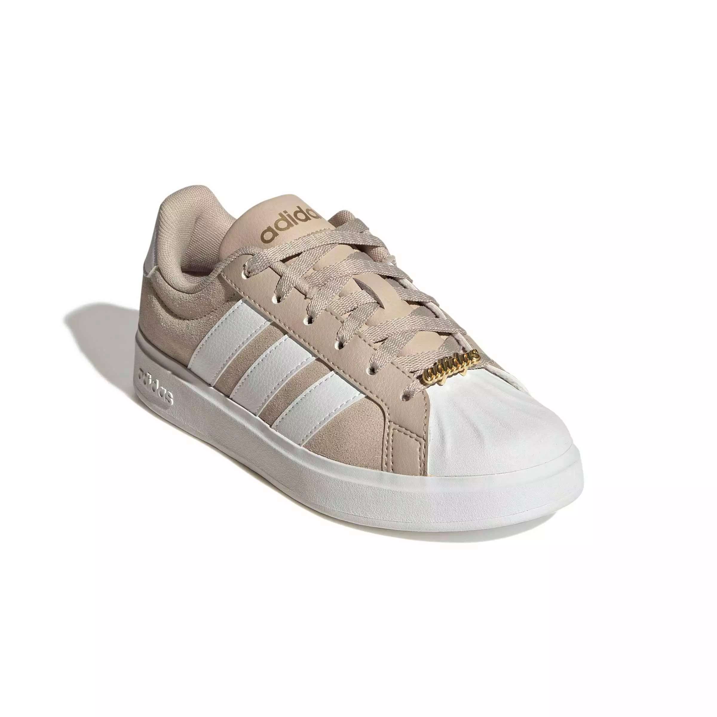 adidas Streettalk "Wonder Beige/Ftwr White/Gold Metallic" Grade School Girls' Shoe - BEIGE/WHITE/GOLD