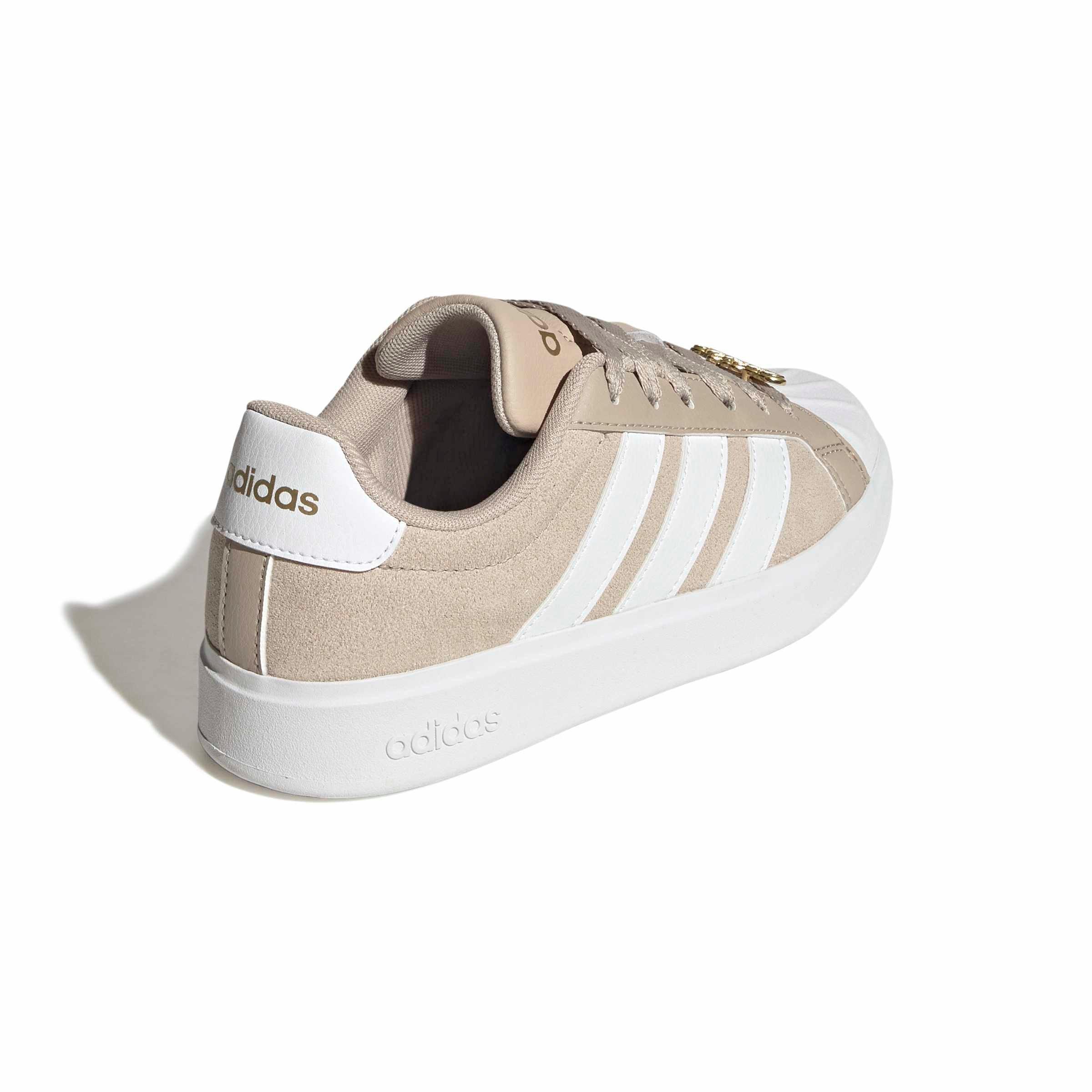 adidas Streettalk "Wonder Beige/Ftwr White/Gold Metallic" Grade School Girls' Shoe - BEIGE/WHITE/GOLD
