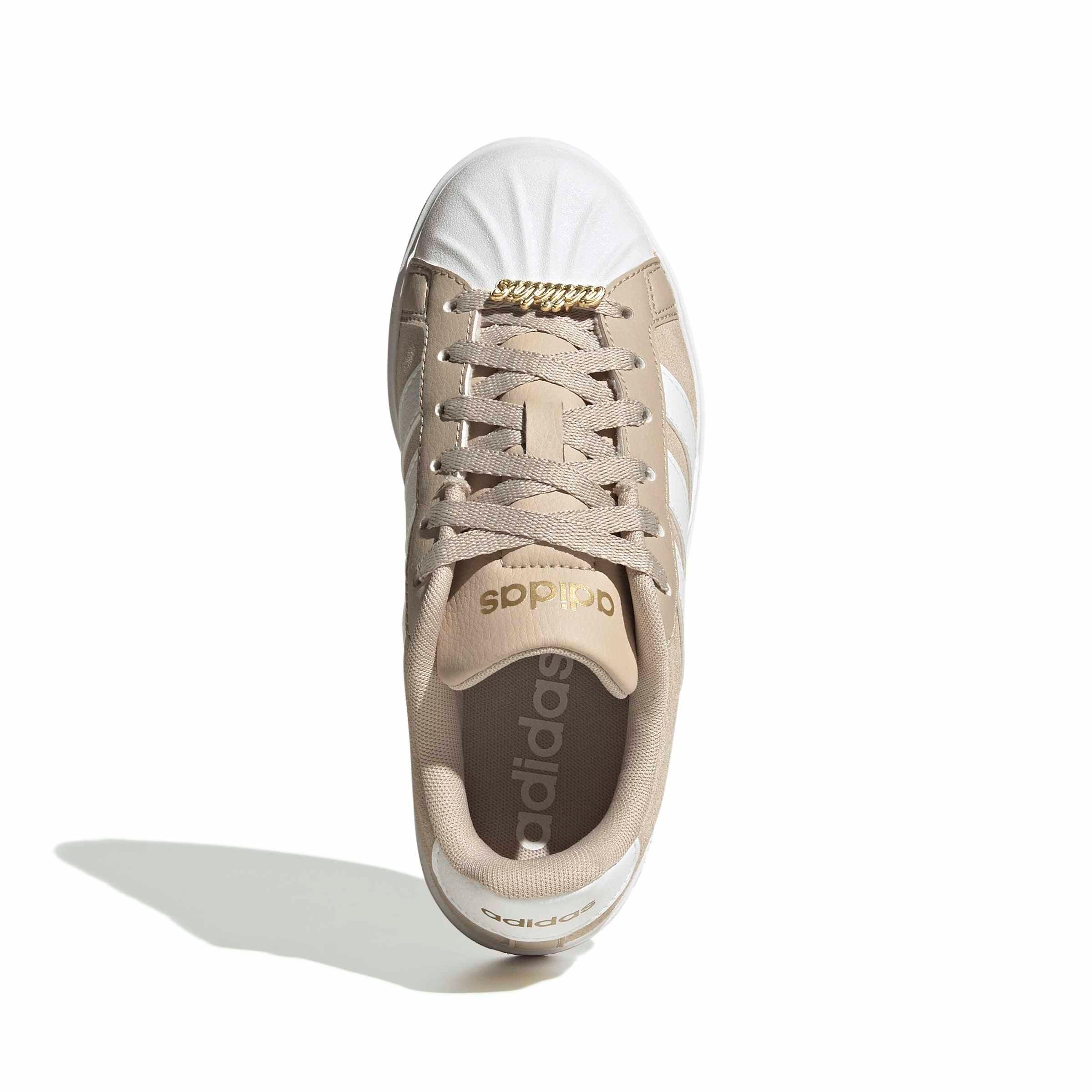 adidas Streettalk "Wonder Beige/Ftwr White/Gold Metallic" Grade School Girls' Shoe - BEIGE/WHITE/GOLD