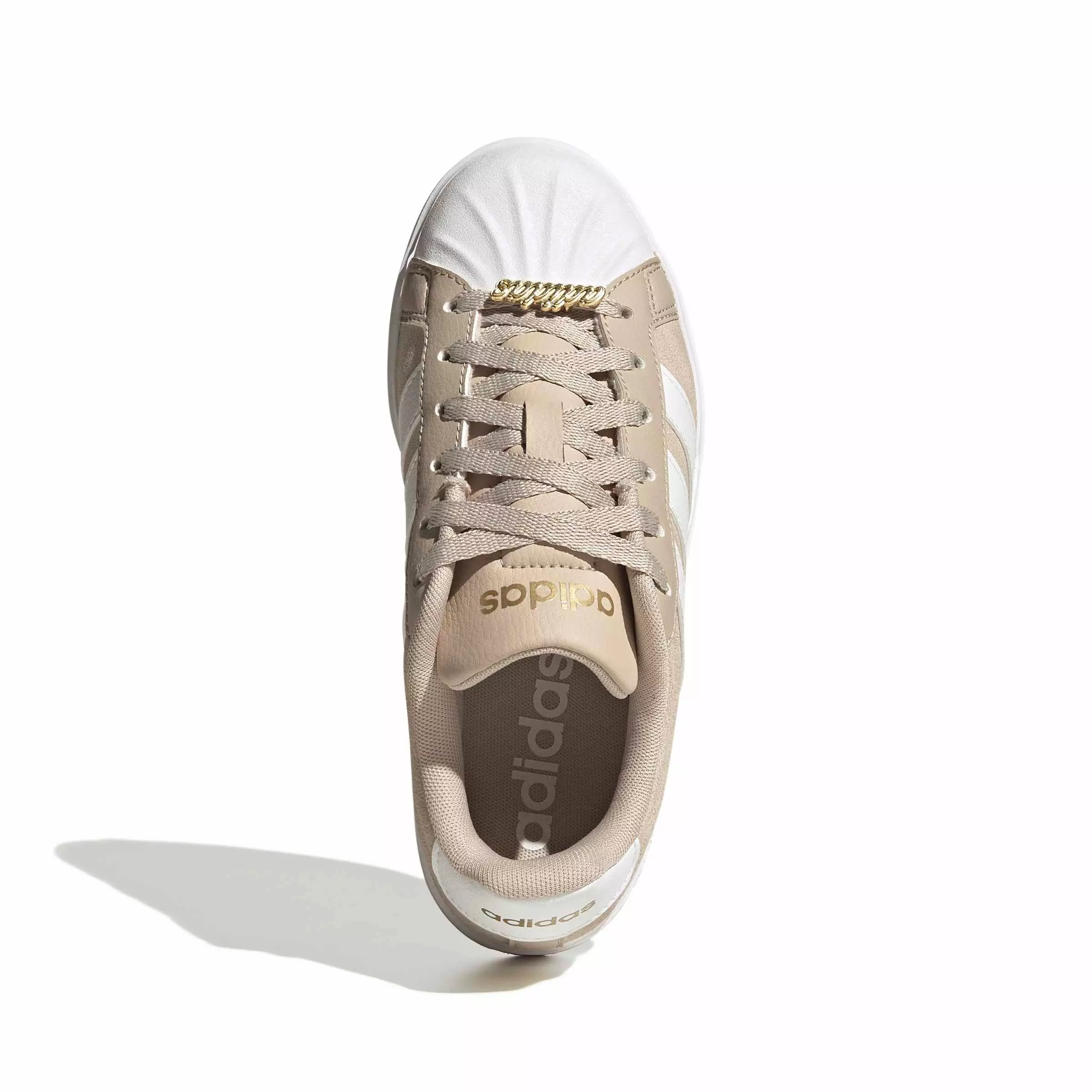 adidas Streettalk "Wonder Beige/Ftwr White/Gold Metallic" Grade School Girls' Shoe - BEIGE/WHITE/GOLD