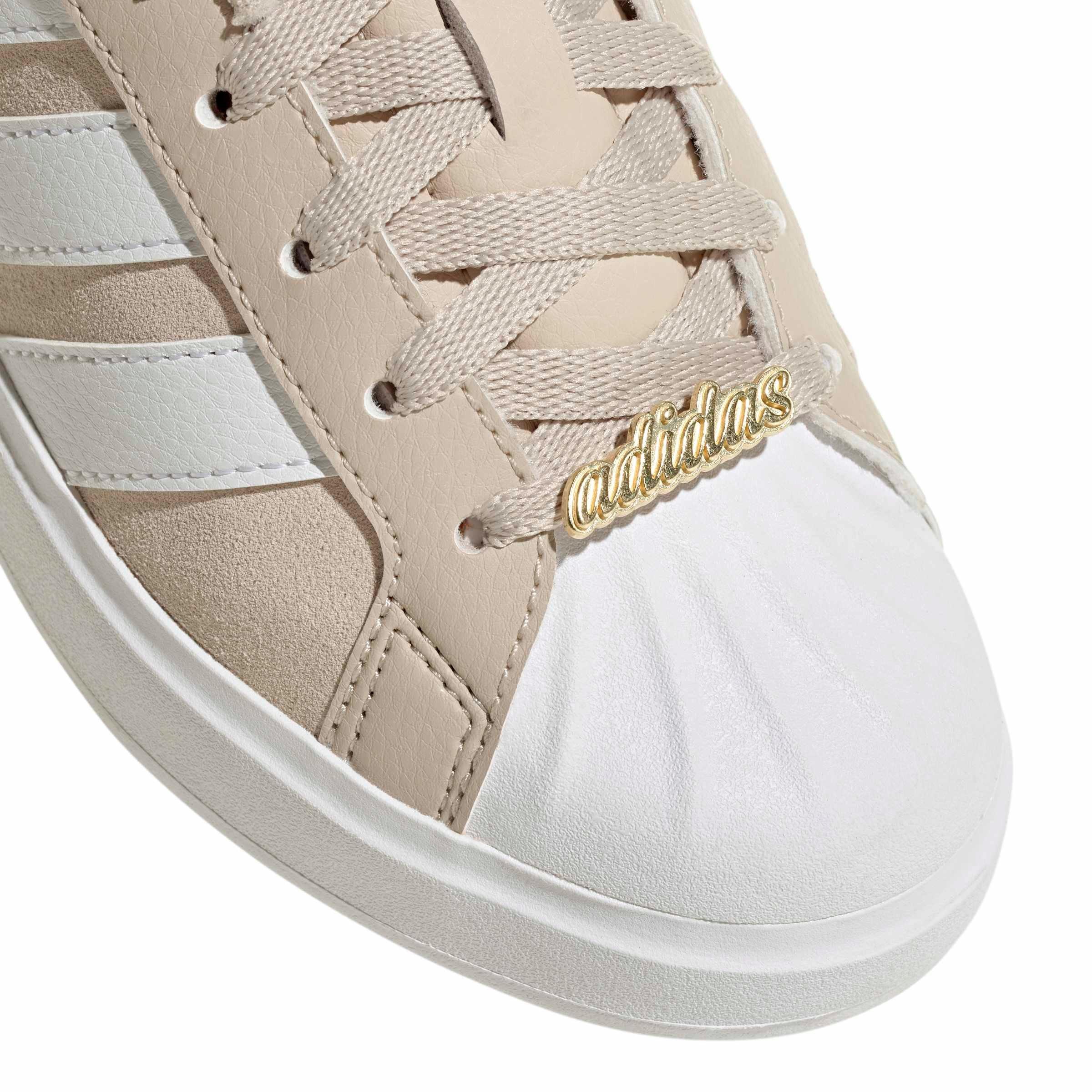adidas Streettalk "Wonder Beige/Ftwr White/Gold Metallic" Grade School Girls' Shoe - BEIGE/WHITE/GOLD