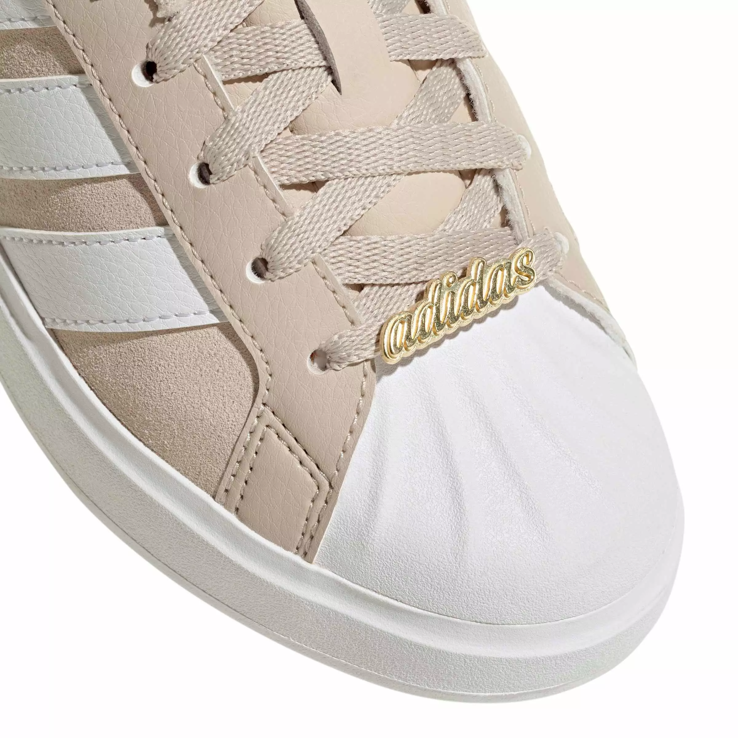 adidas Streettalk "Wonder Beige/Ftwr White/Gold Metallic" Grade School Girls' Shoe - BEIGE/WHITE/GOLD